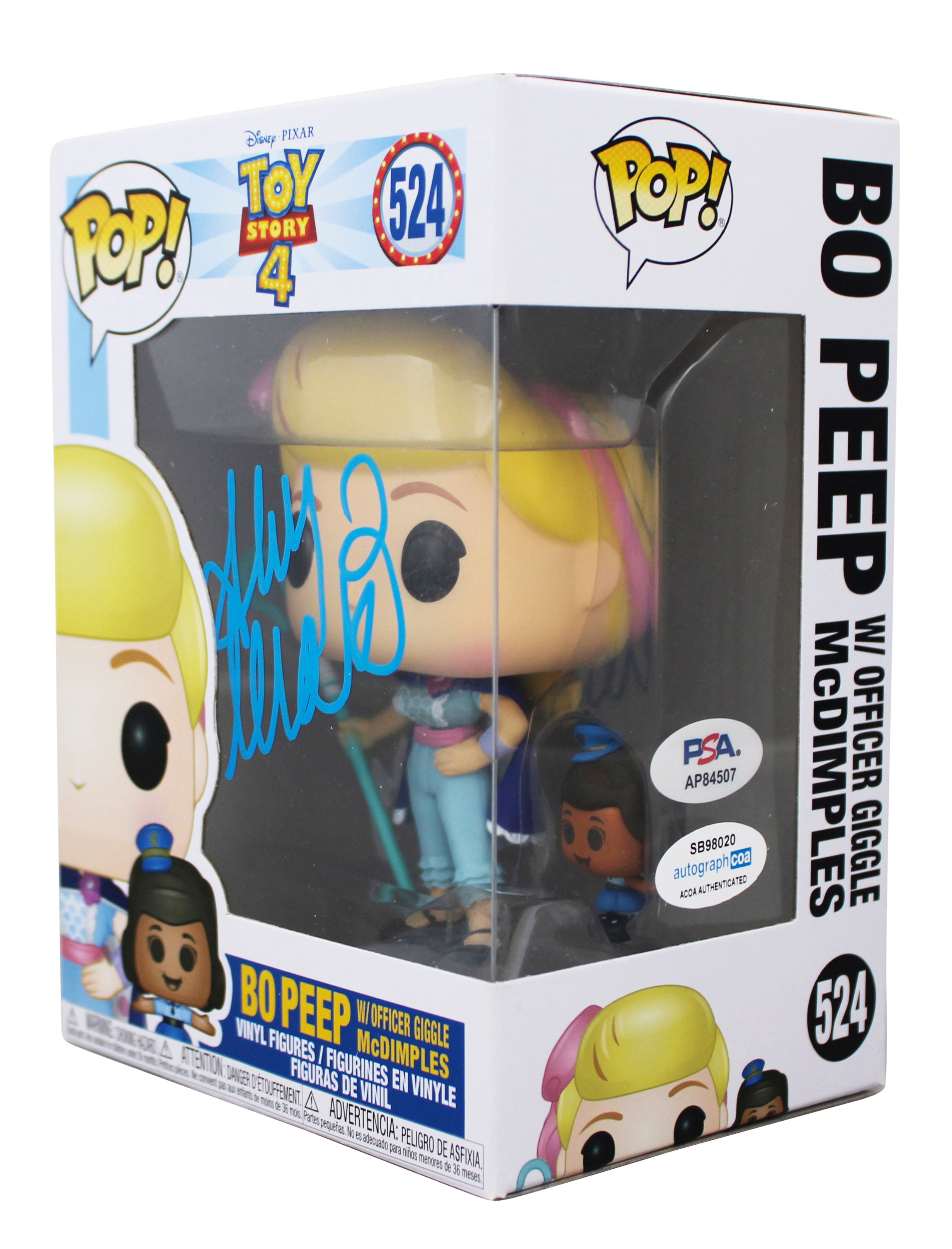 Ally Maki Toy Story 4 Signed Bo Peep #524 Funko Pop Vinyl Figure PSA #AP84507