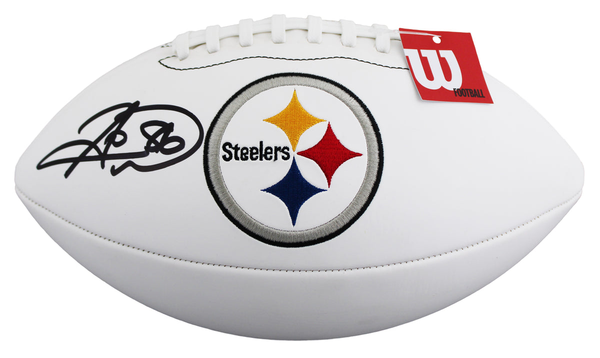 Steelers Hines Ward Signed Wilson White Panel Logo Nfl Football w/ Case BAS Wit