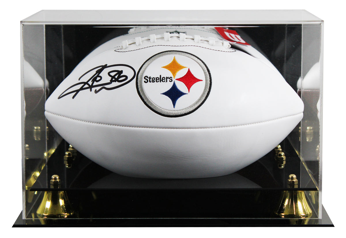 Steelers Hines Ward Signed Wilson White Panel Logo Nfl Football w/ Case BAS Wit