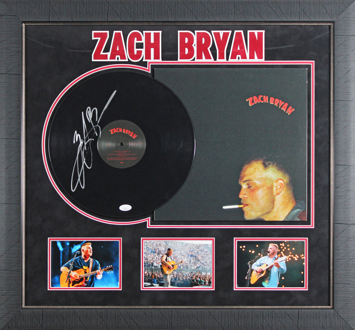 Zach Bryan Signed & Framed Self Titled Album Cover W/ Vinyl JSA #YY61710