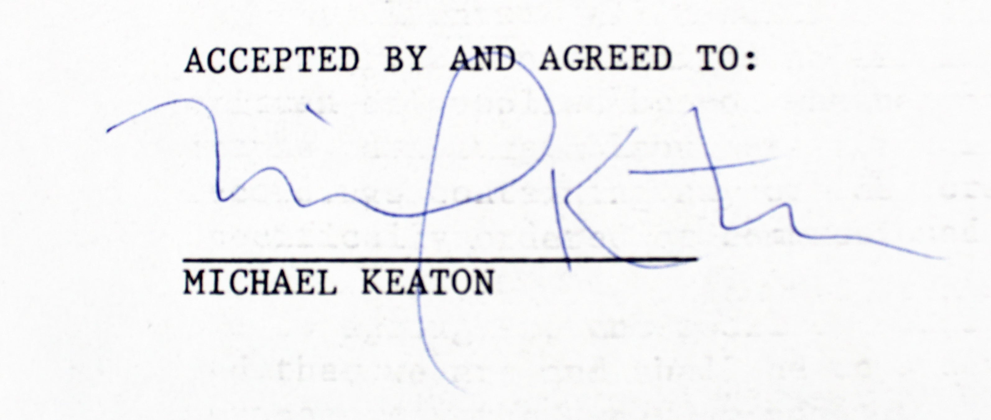 Michael Keaton Signed 1989 Batman Film WB Development Contract BAS #AE09502