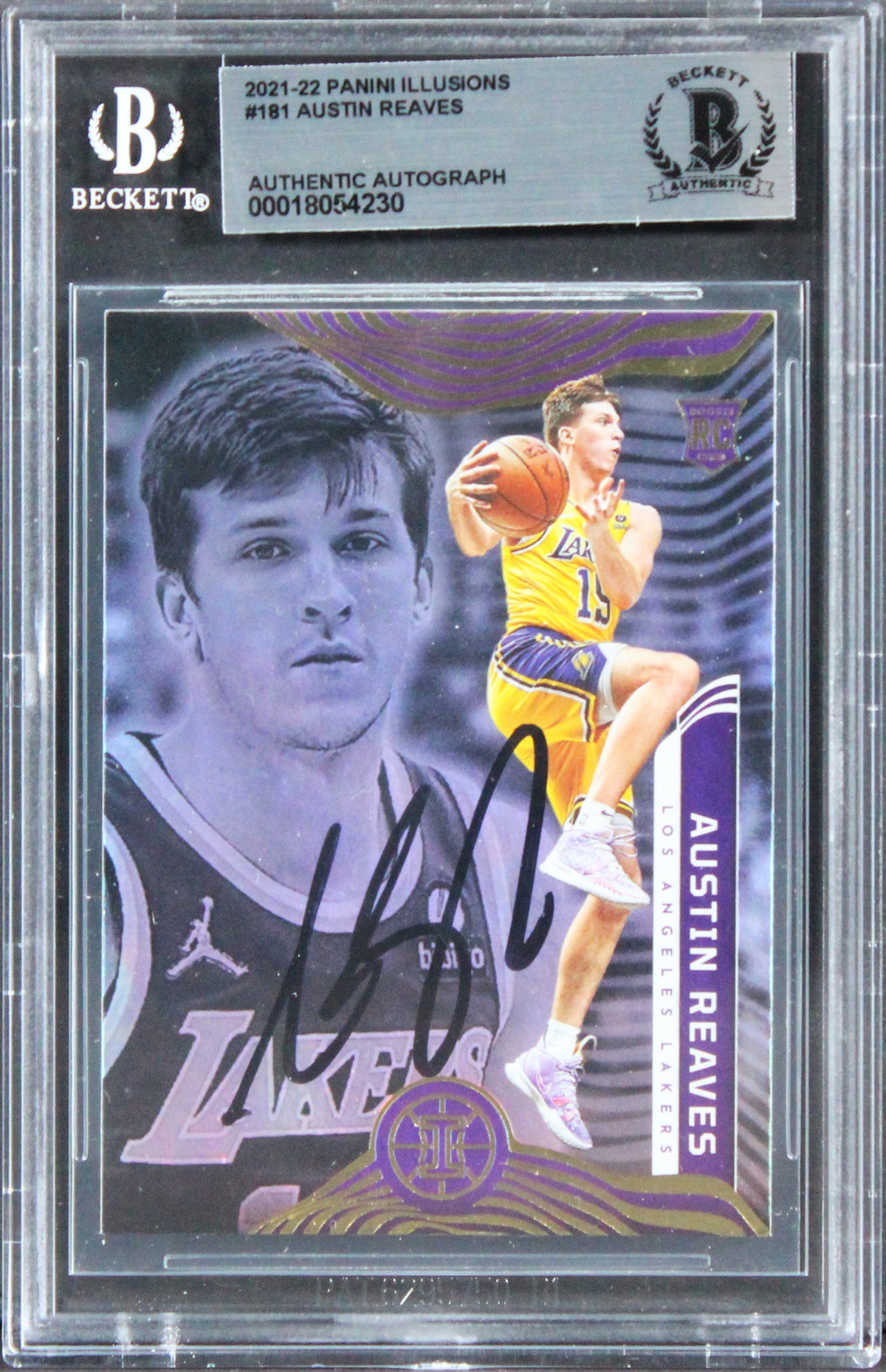 Lakers Austin Reaves Signed 2021 Panini Illusions #181 Rookie Card BAS Slabbed