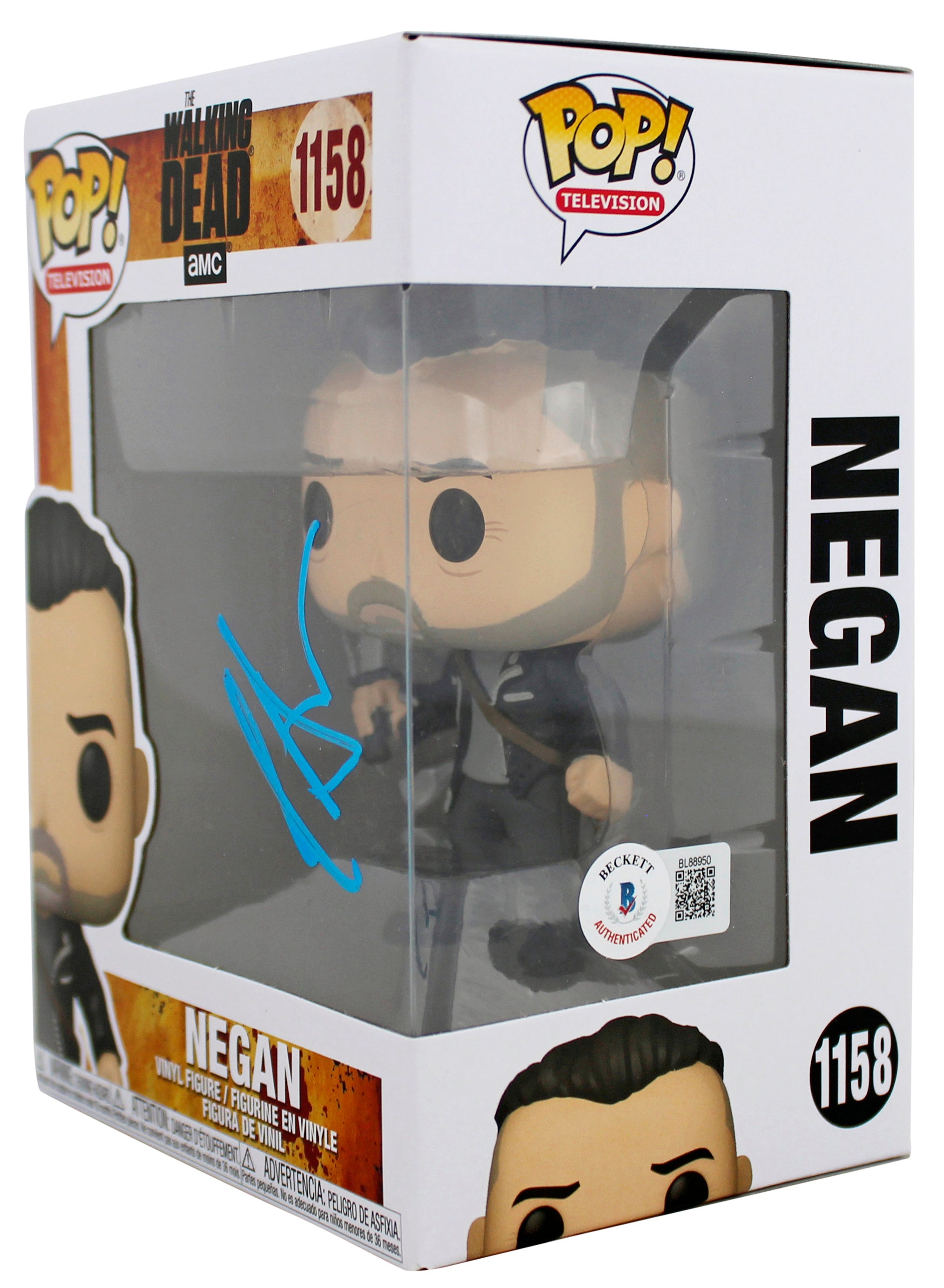 Jeffrey Dean Morgan Walking Dead Signed #1158 Negan Funko Pop Vinyl Figure BAS