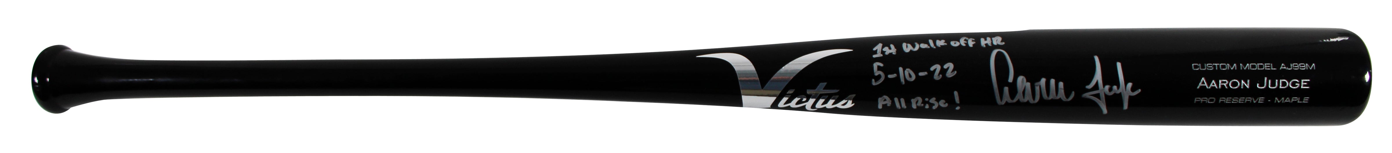Aaron Judge "1st Walk Off HR, All Rise!" Signed Victus Player Model Bat BAS MLB