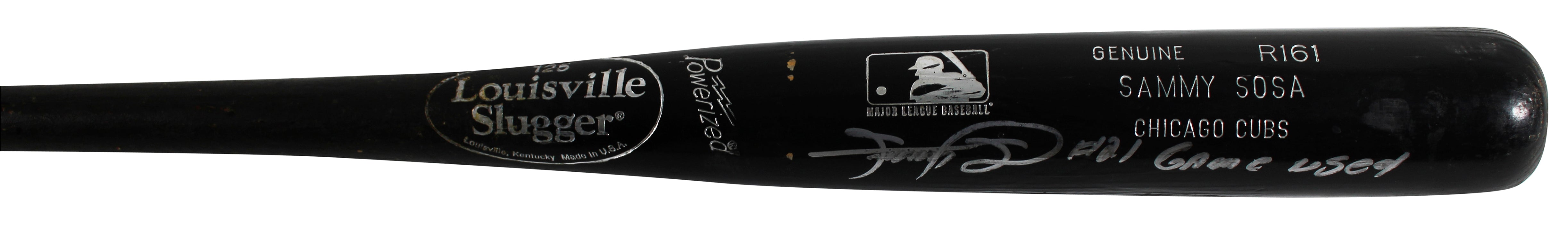 Cubs Sammy Sosa Signed Game Used Louisville Slugger Player Model Bat BAS LOA