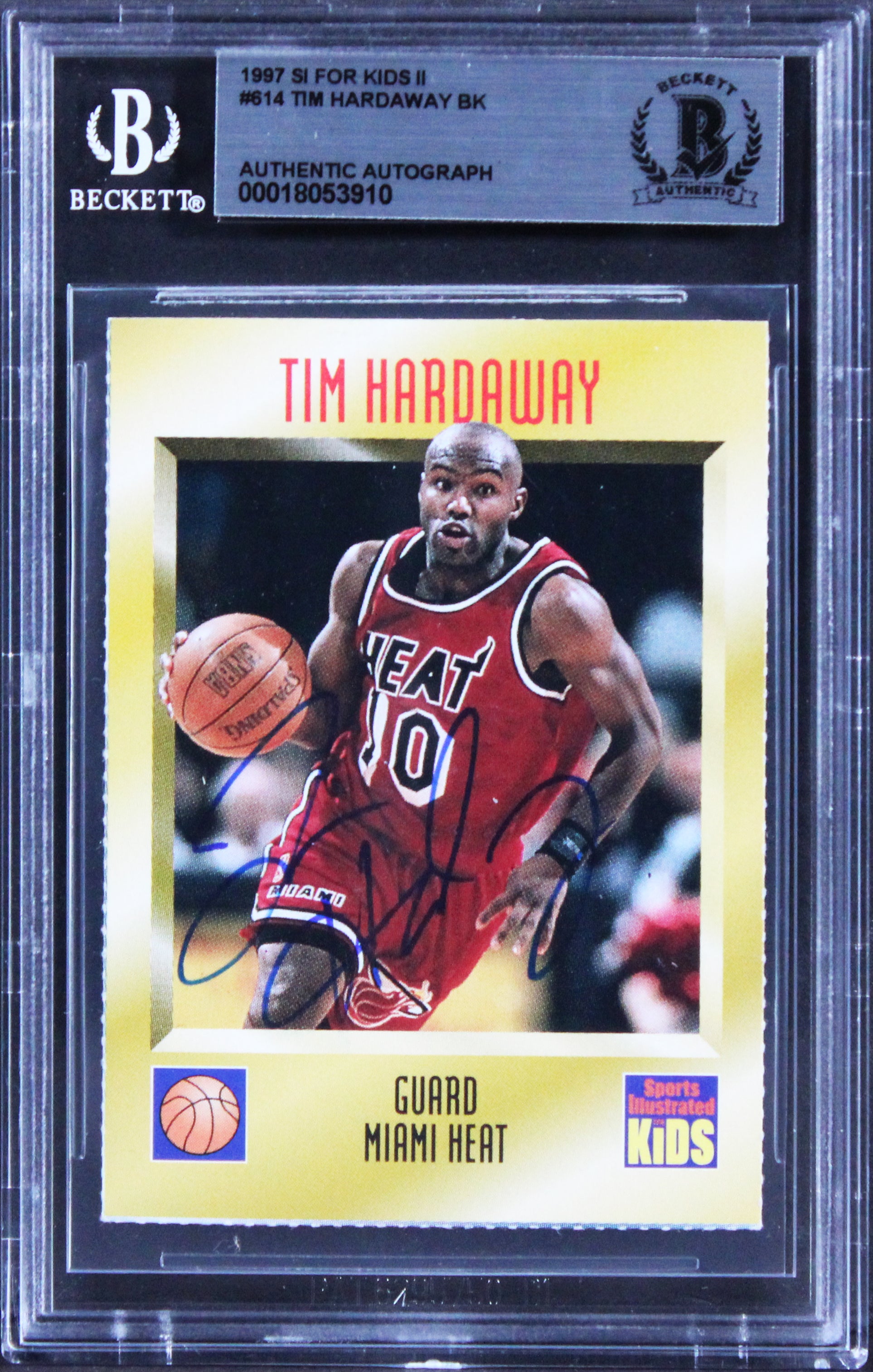 Heat Tim Hardaway Authentic Signed 1997 SI For Kids II #614 Card BAS Slabbed