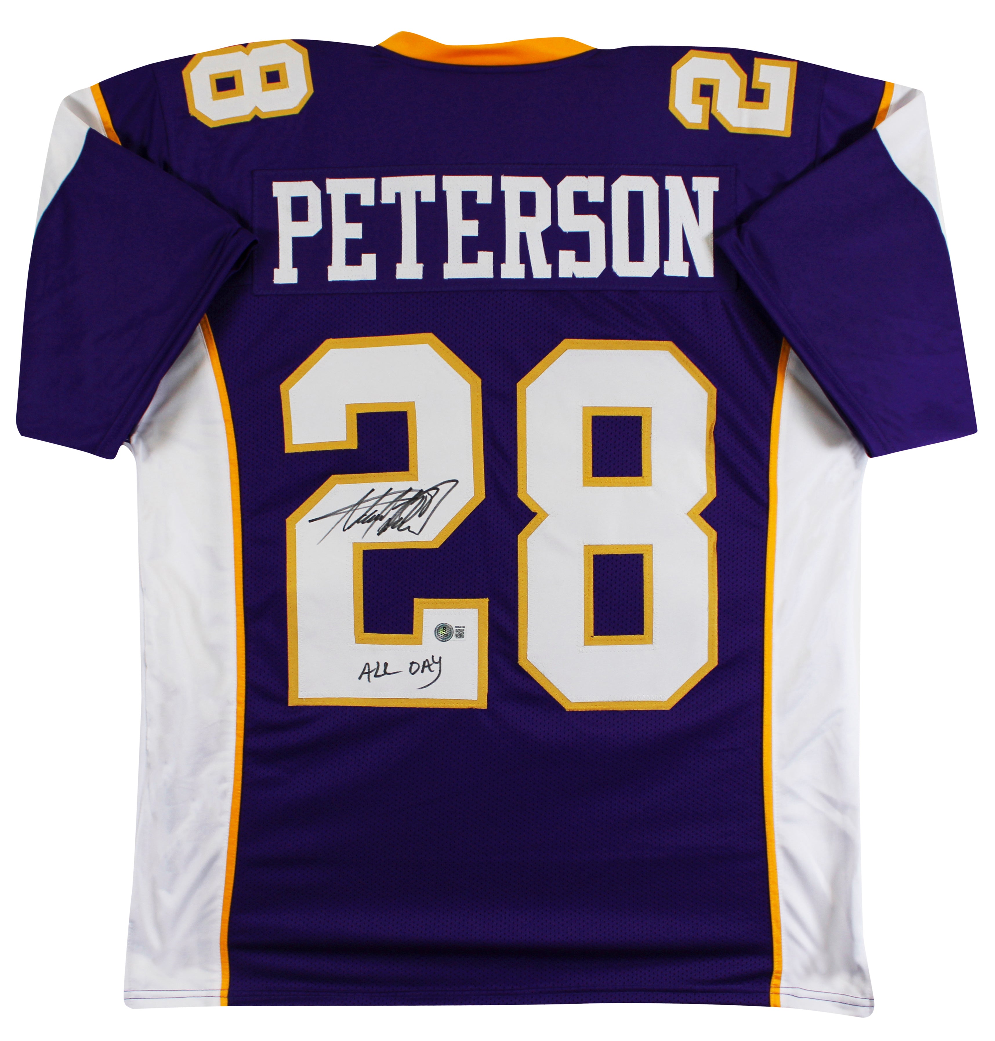 Adrian Peterson "All Day" Authentic Signed Purple Pro Style Jersey BAS Witness 2