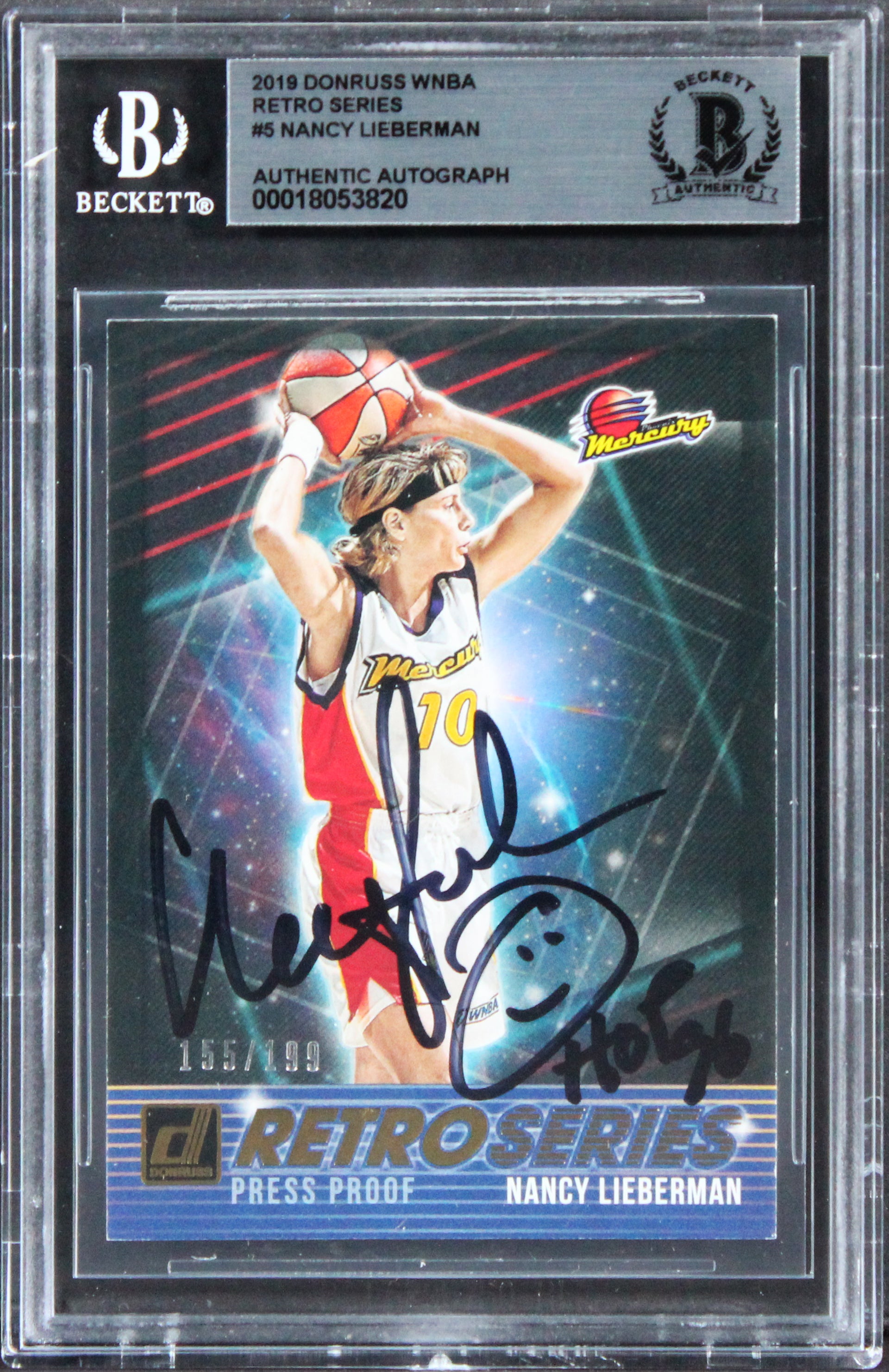 Mercury Nancy Lieberman Signed 2019 Donruss WNBA Retro Series #5 Card BAS Slab