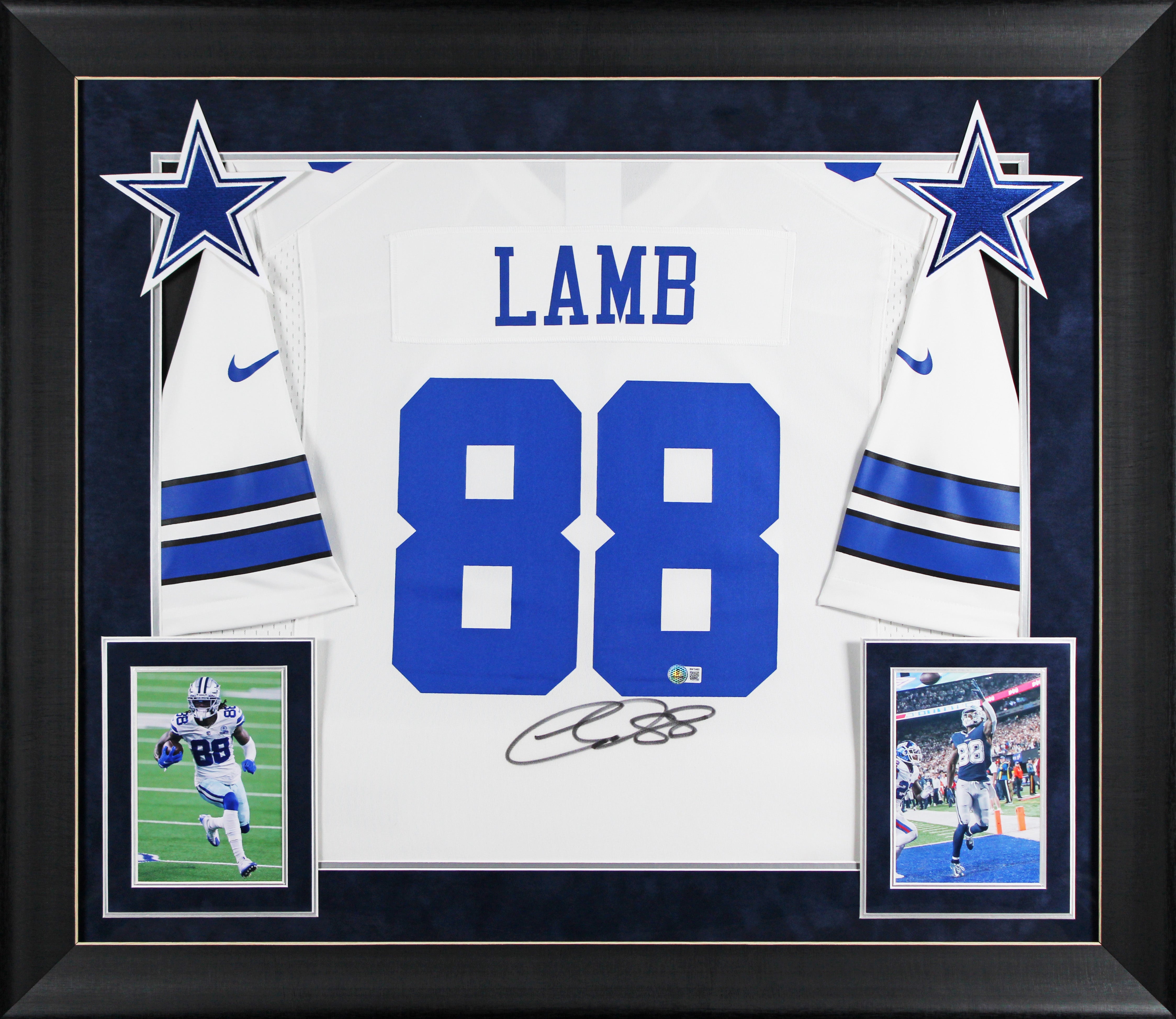 Cowboys CeeDee Lamb Authentic Signed White Nike Game Framed Jersey BAS #BW73403