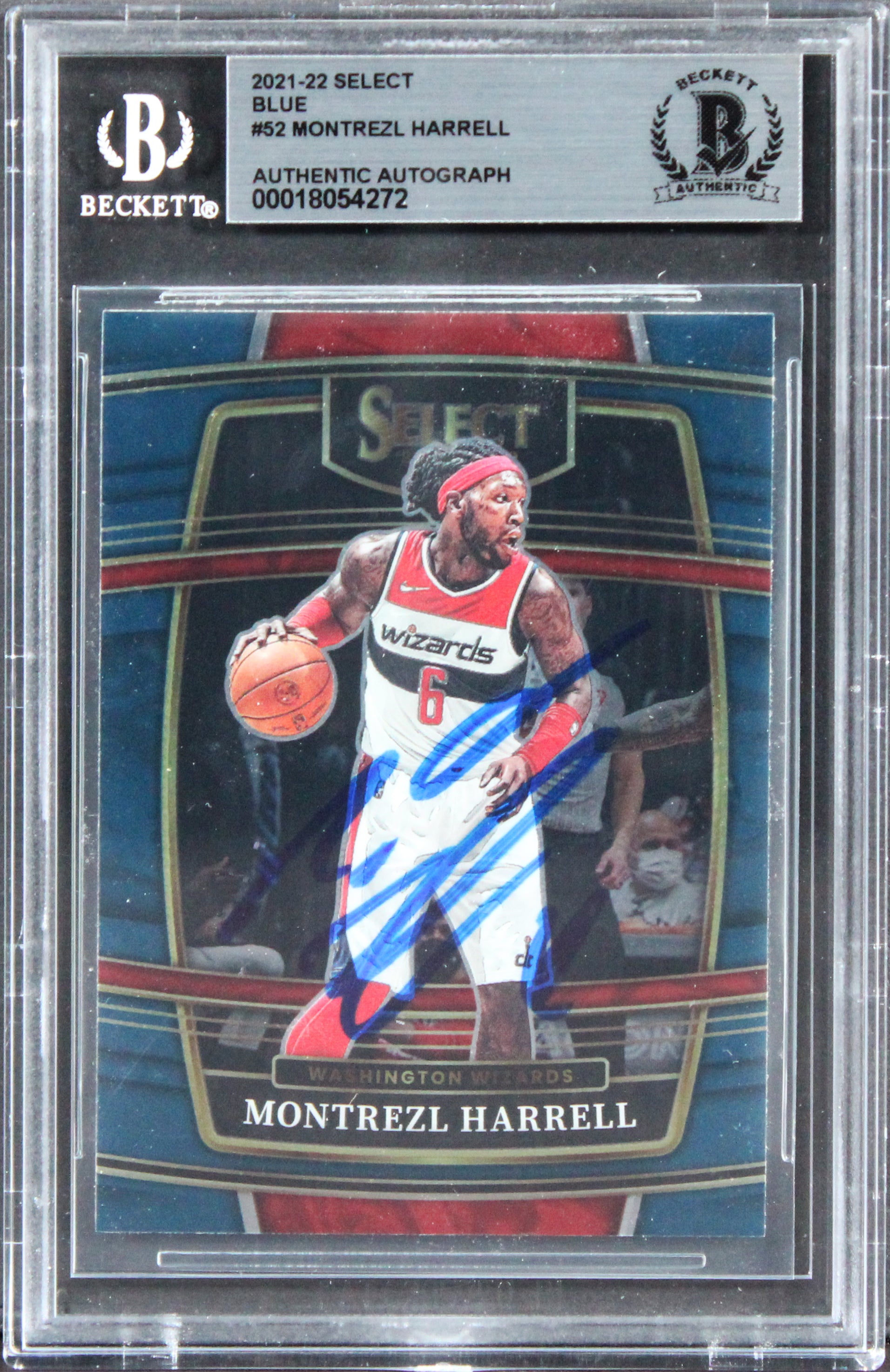 Wizards Montrezl Harrell Authentic Signed 2021 Select Blue #52 Card BAS Slabbed