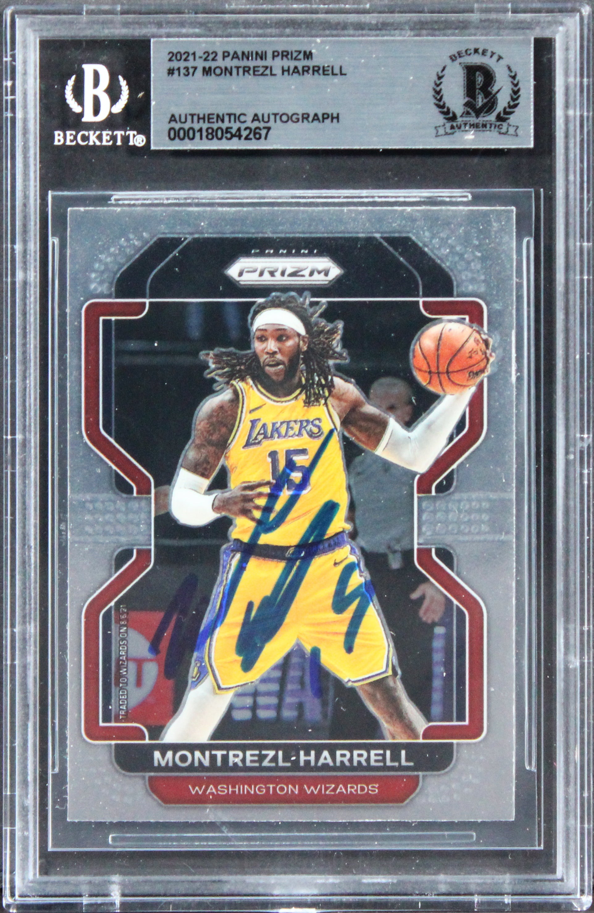 Wizards Montrezl Harrell Signed 2021 Panini Prizm #137 Card BAS Slabbed
