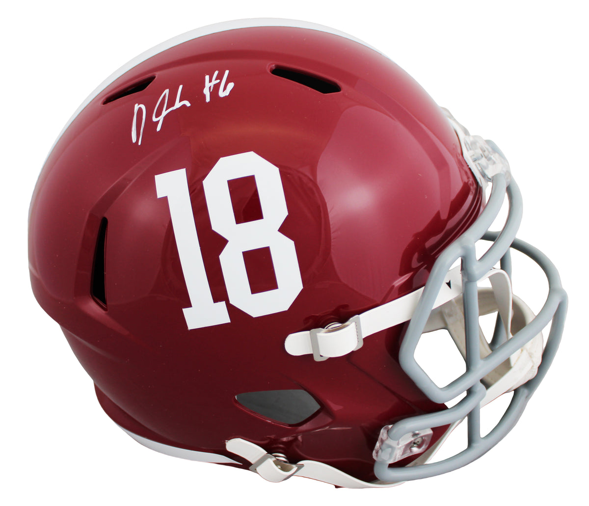 Alabama DeVonta Smith Signed Full Size Speed Rep Helmet W/ Case BAS Witnessed