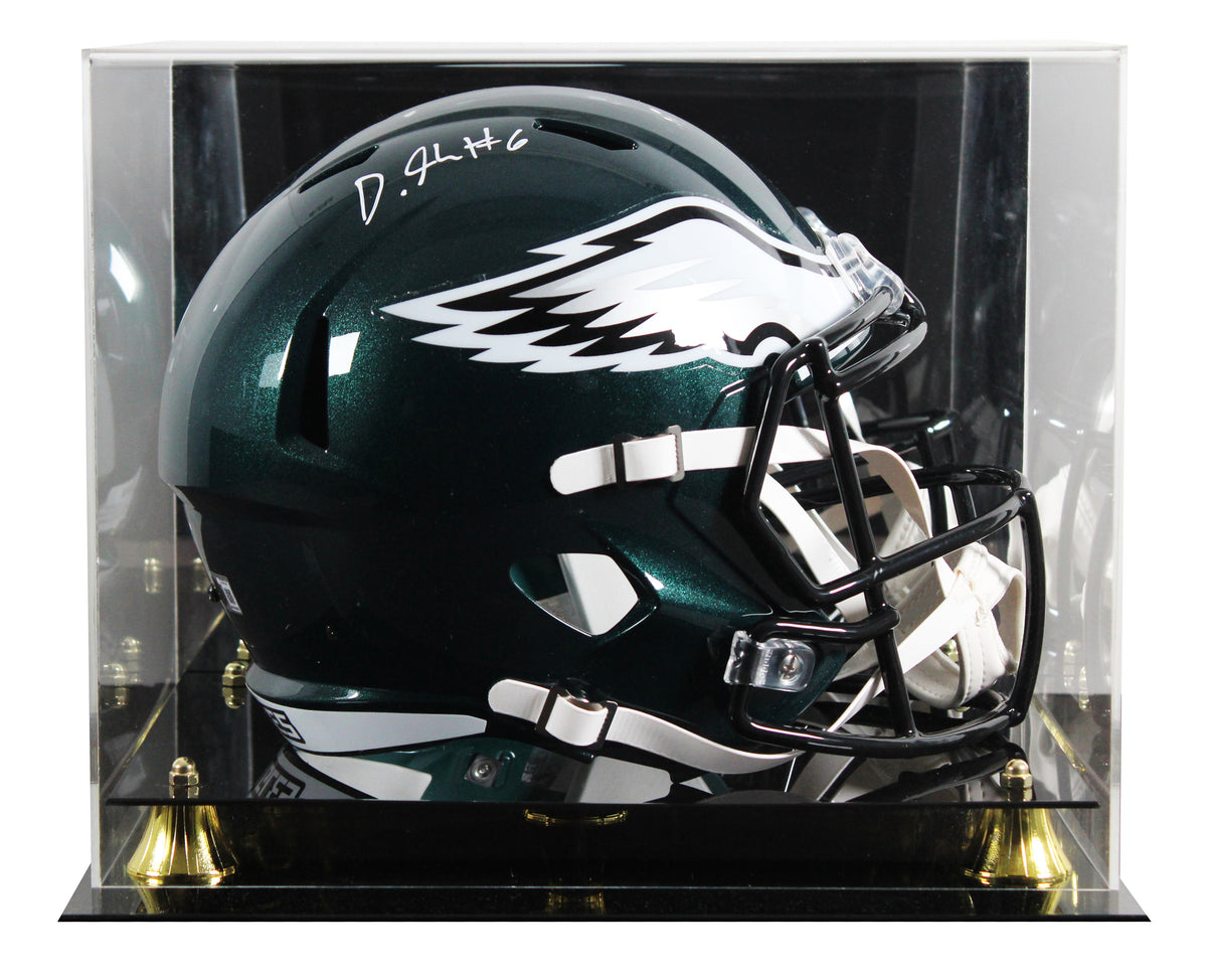 Eagles DeVonta Smith Signed Full Size Speed Rep Helmet W/ Case BAS Witnessed