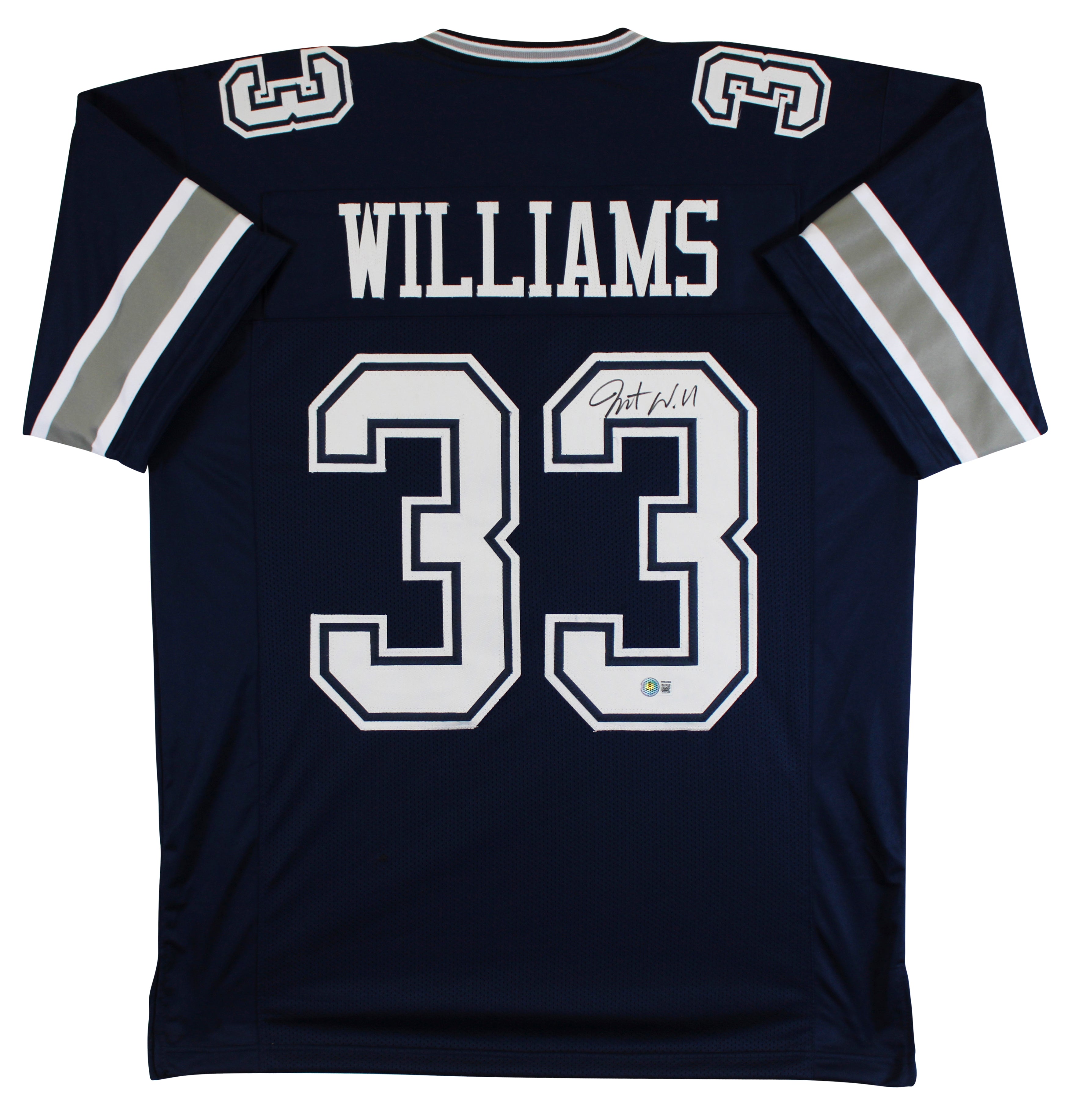 Javonte Williams Authentic Signed Navy Pro Style Jersey Autographed BAS Witness