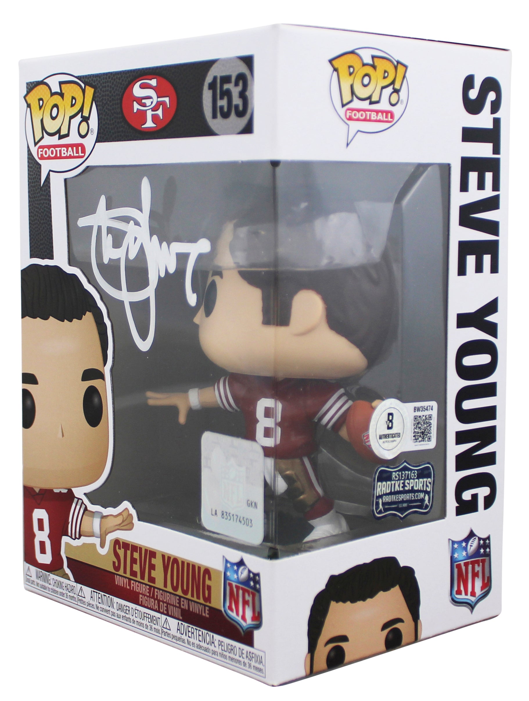 49ers Steve Young Authentic Signed #153 Funko Pop Vinyl Figure BAS #BW35474