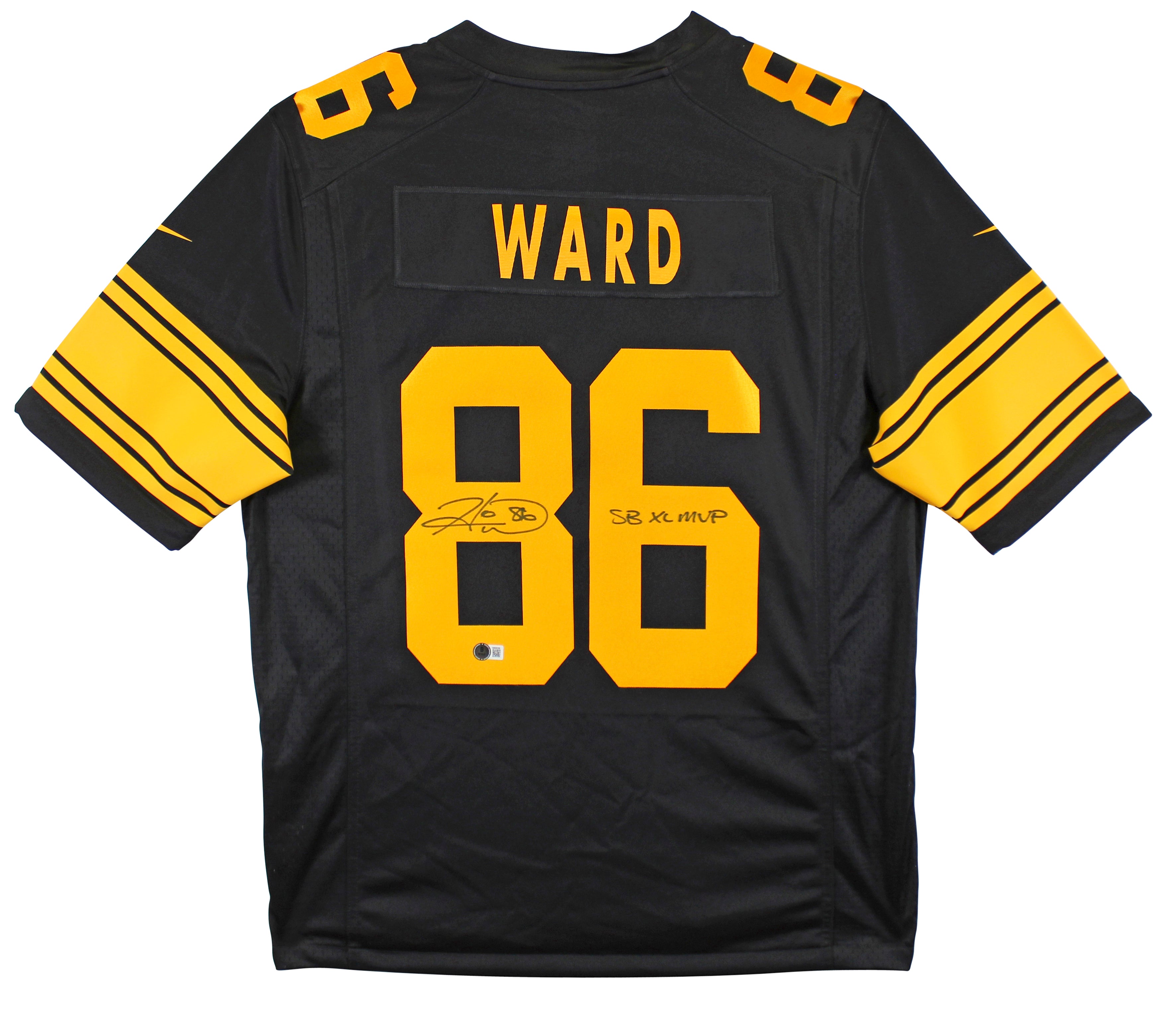 Steelers Hines Ward "SB XL MVP" Signed Black Nike Color Rush Jersey BAS Witness