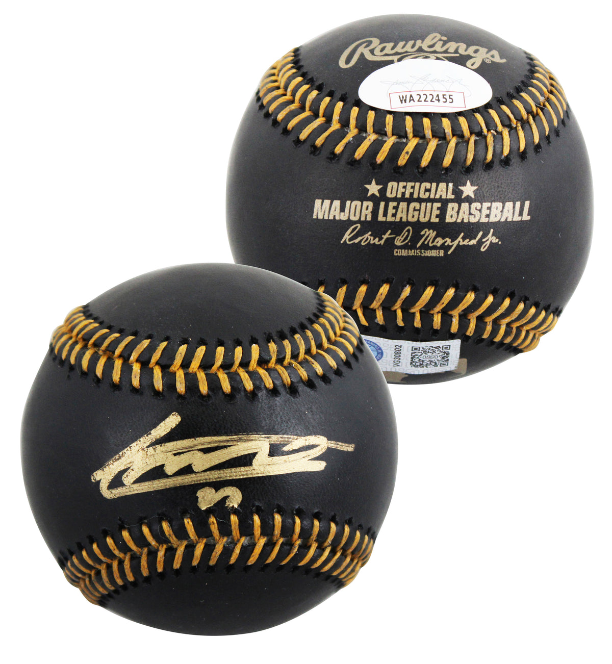 Blue Jays Vladimir Guerrero Jr. Signed Black OML Baseball JSA Witness #WA222455