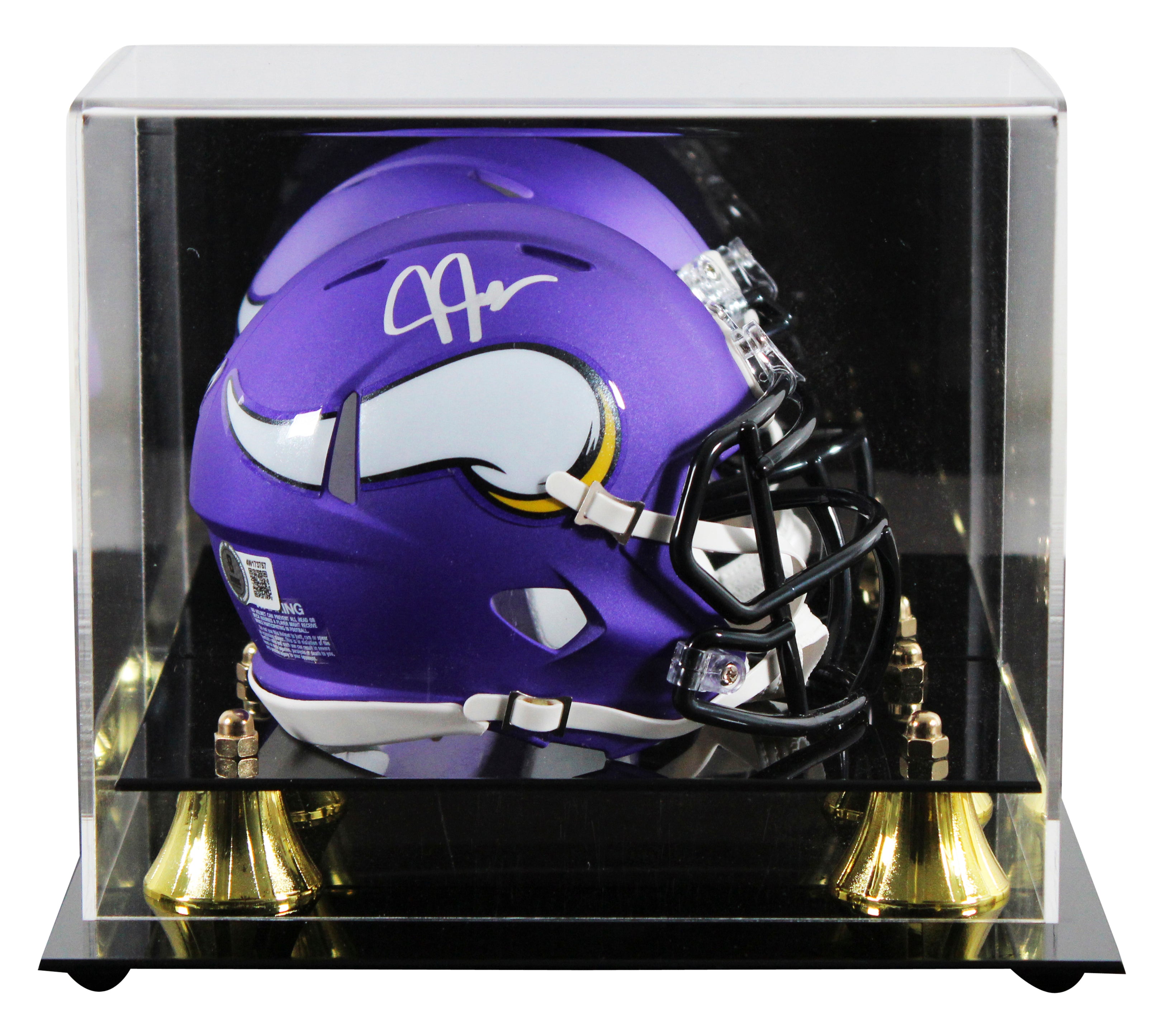 Vikings Justin Jefferson Signed Purple Speed Mini Helmet w/ Case BAS Witnessed