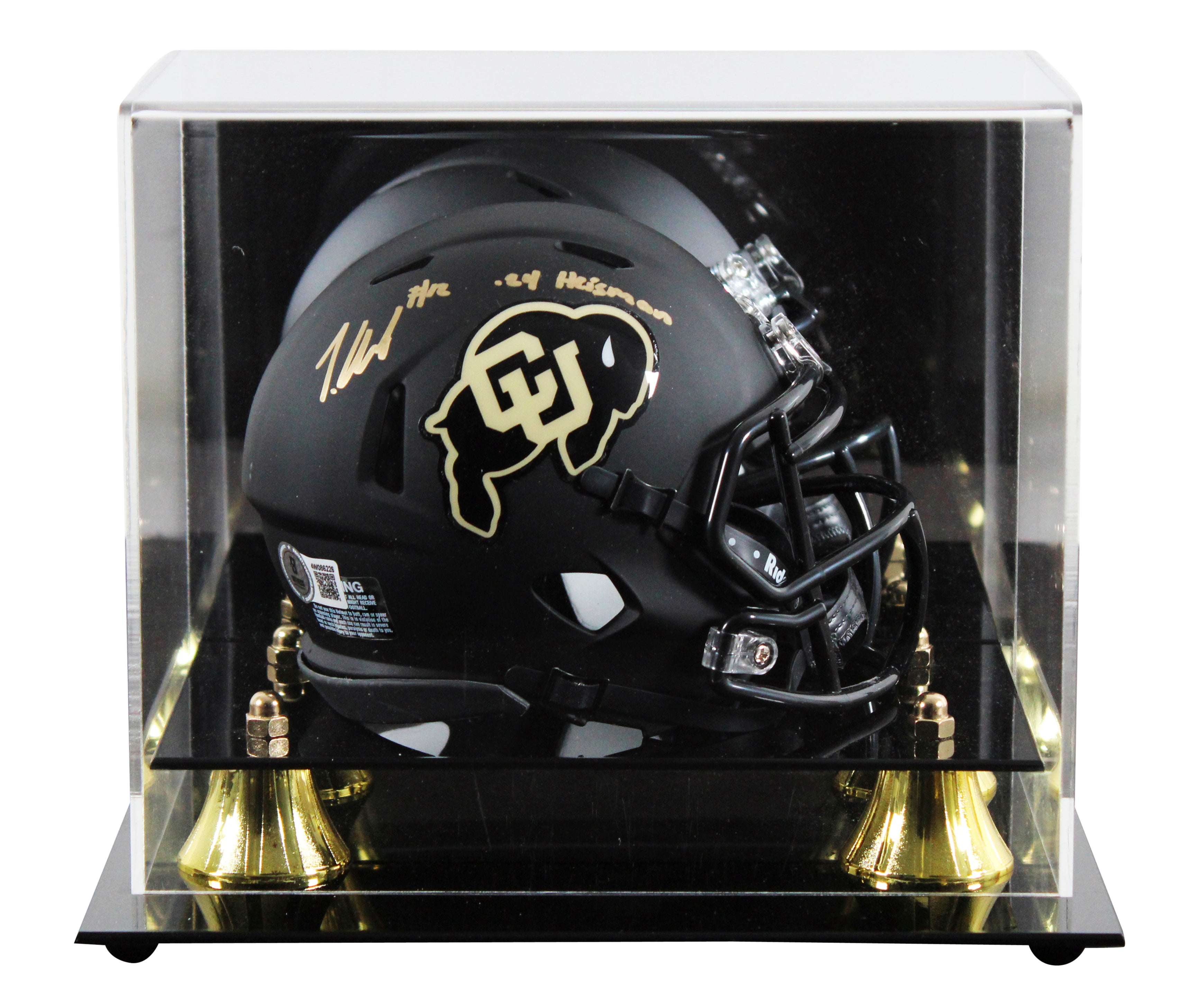 Colorado Travis Hunter "24 Heisman" Signed Black Speed Mini Helmet W/ Case BAS W