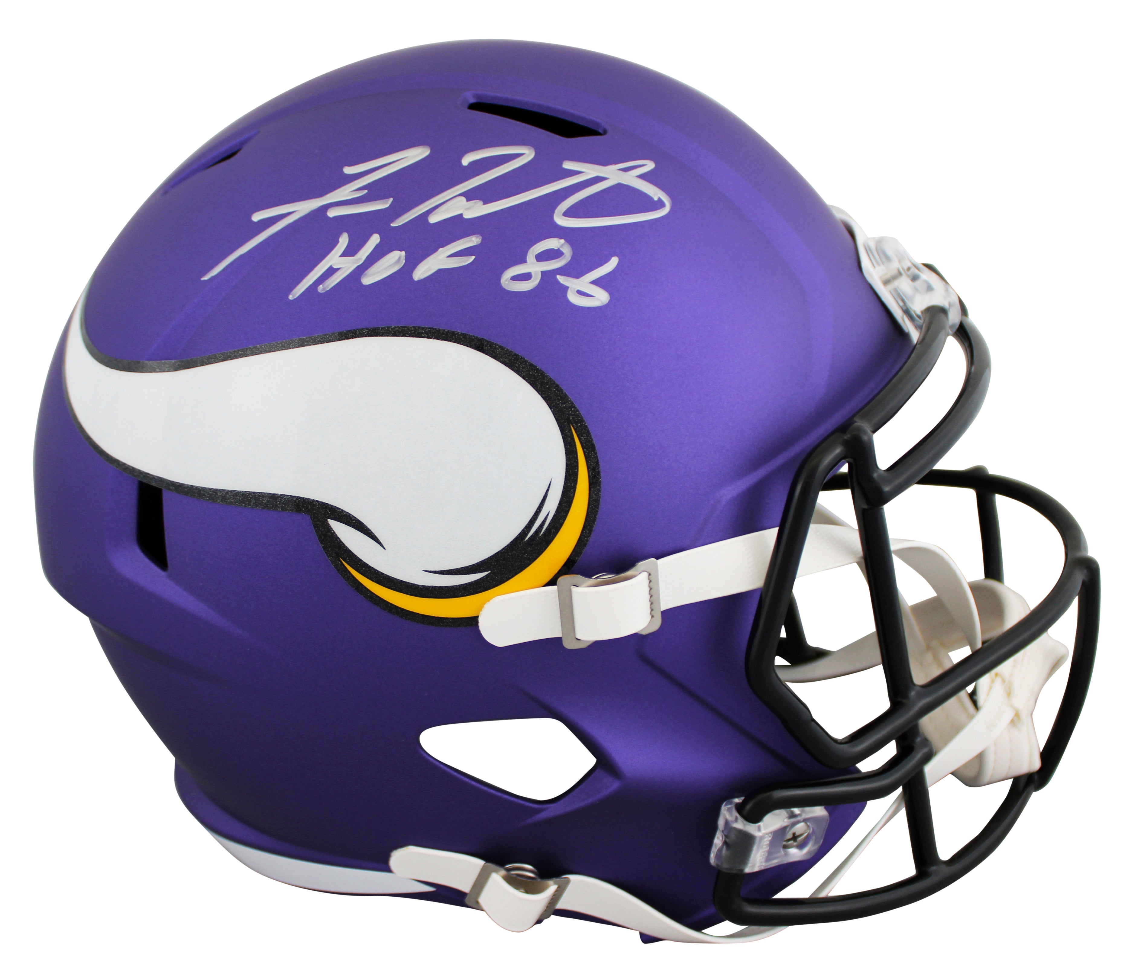 Vikings Fran Tarkenton "HOF 86" Signed F/S Speed Rep Helmet w/ Silver Sig BAS W