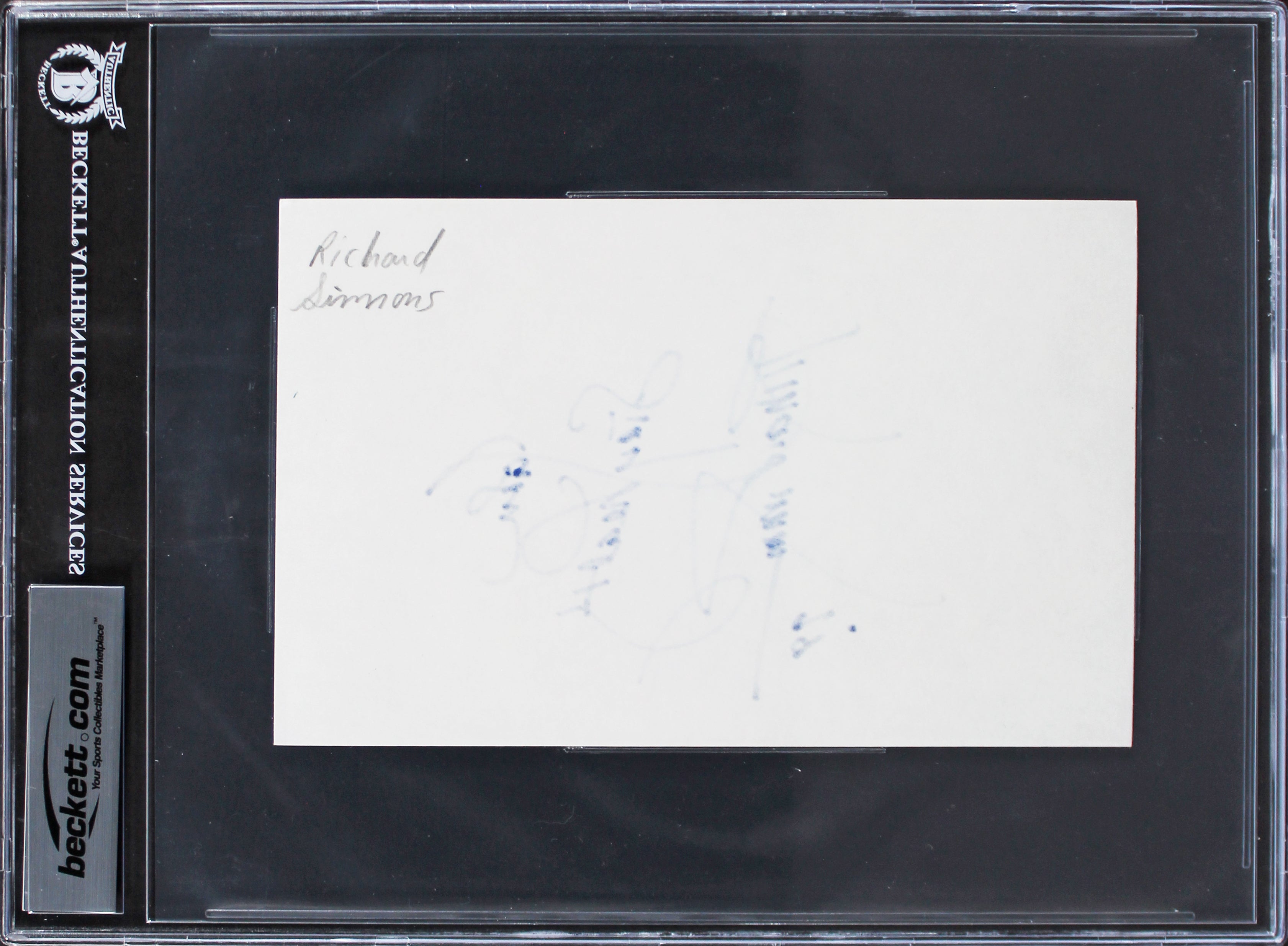 Richard Simmons Sweatin' to the Oldies Signed 5x8 Index Card BAS Slabbed