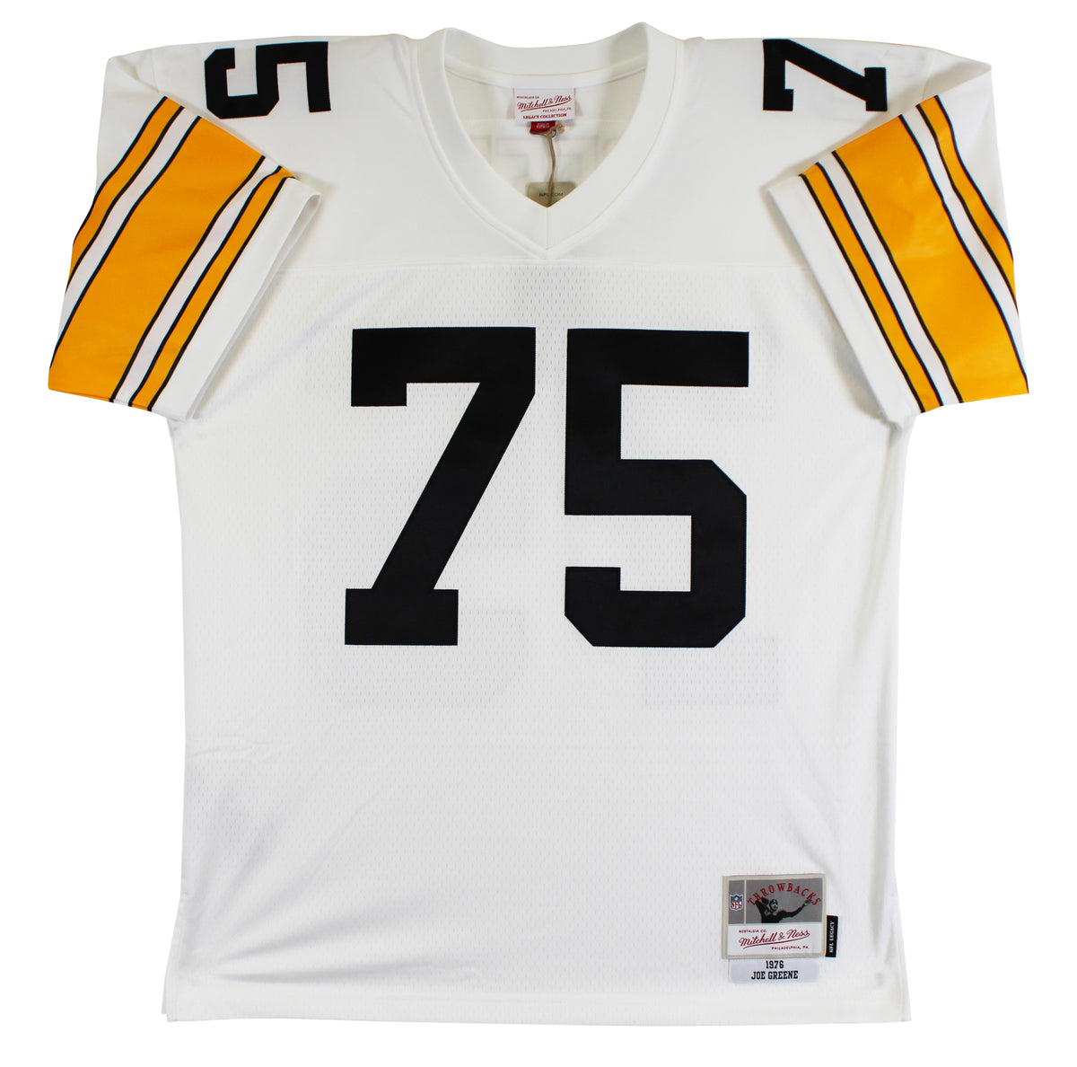 Steelers Joe Greene "Career Stat" Signed White M&N TB Jersey BAS Witnessed