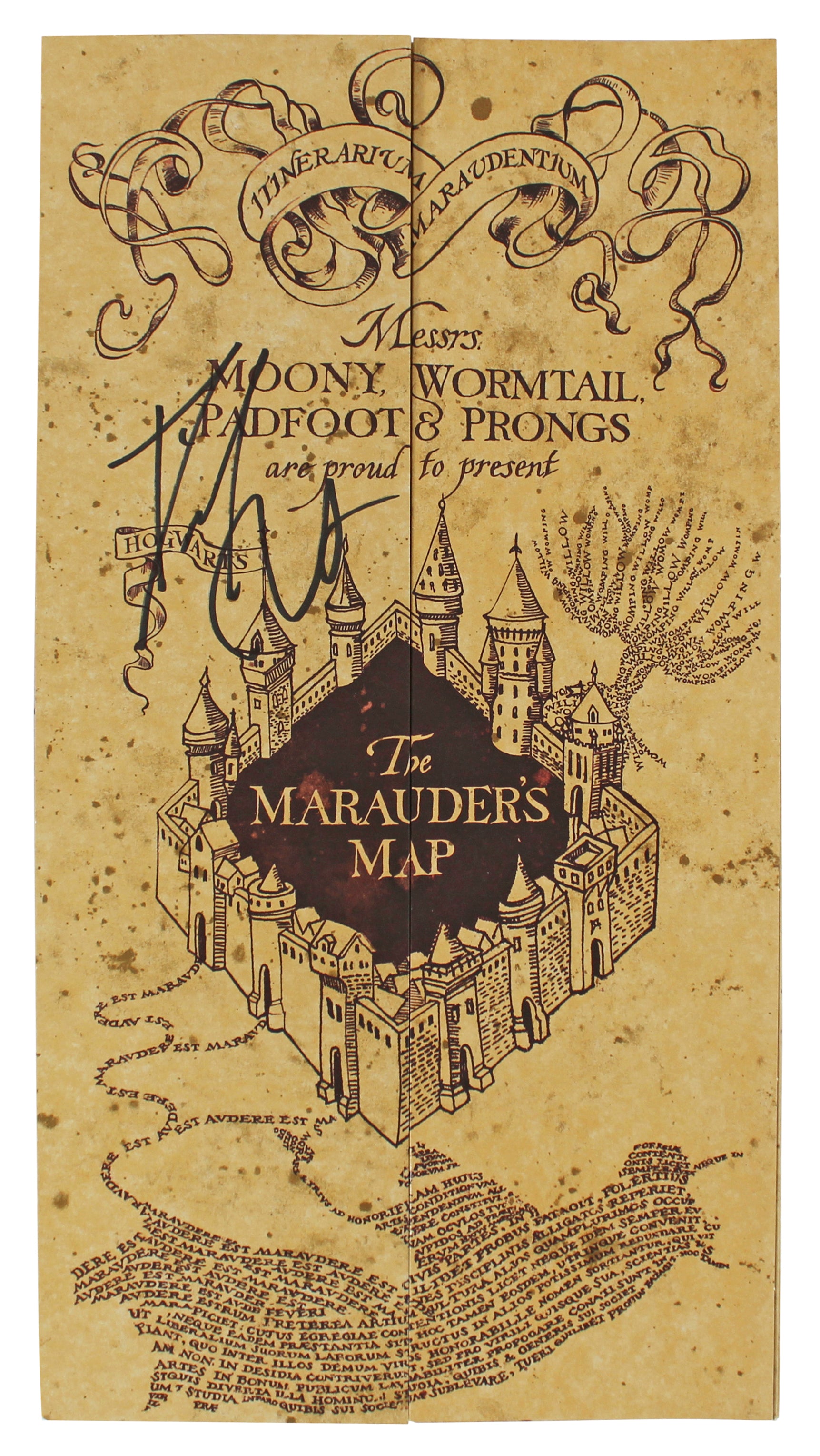 Daniel Radcliffe Harry Potter Signed 8.25x16 Marauder's Map Autographed BAS