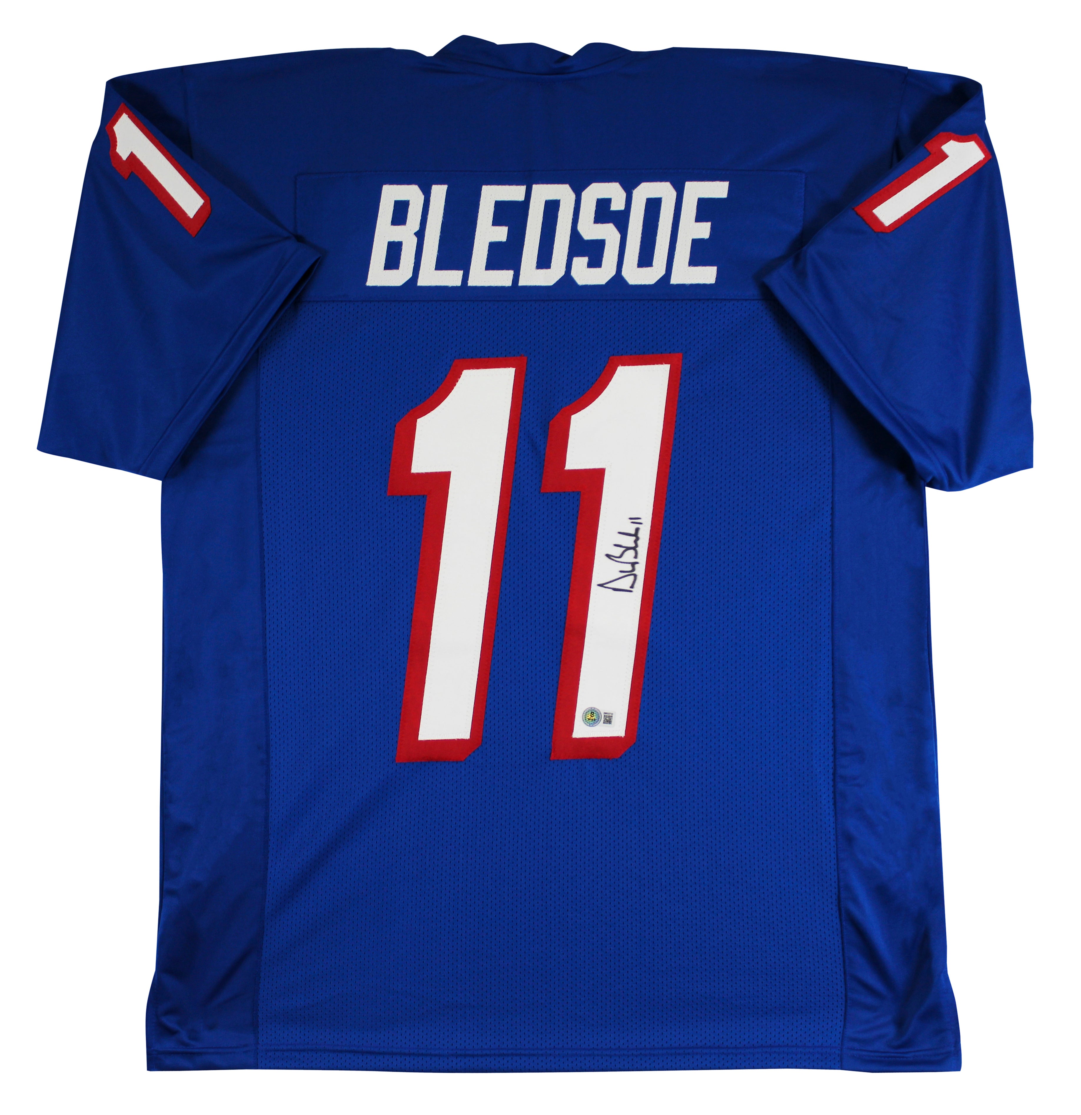 Drew Bledsoe Authentic Signed Throwback Blue Pro Style Jersey BAS Witnessed