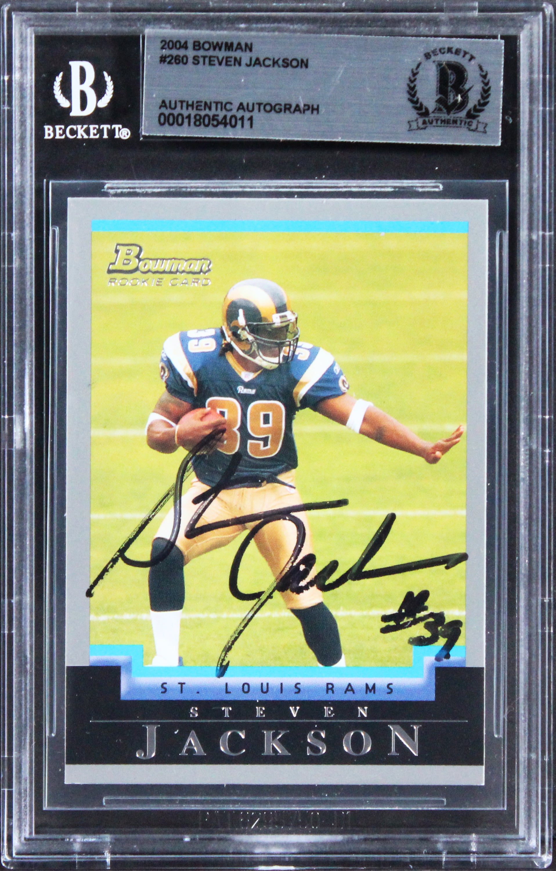 Rams Steven Jackson Authentic Signed 2004 Bowman #260 Card BAS Slabbed