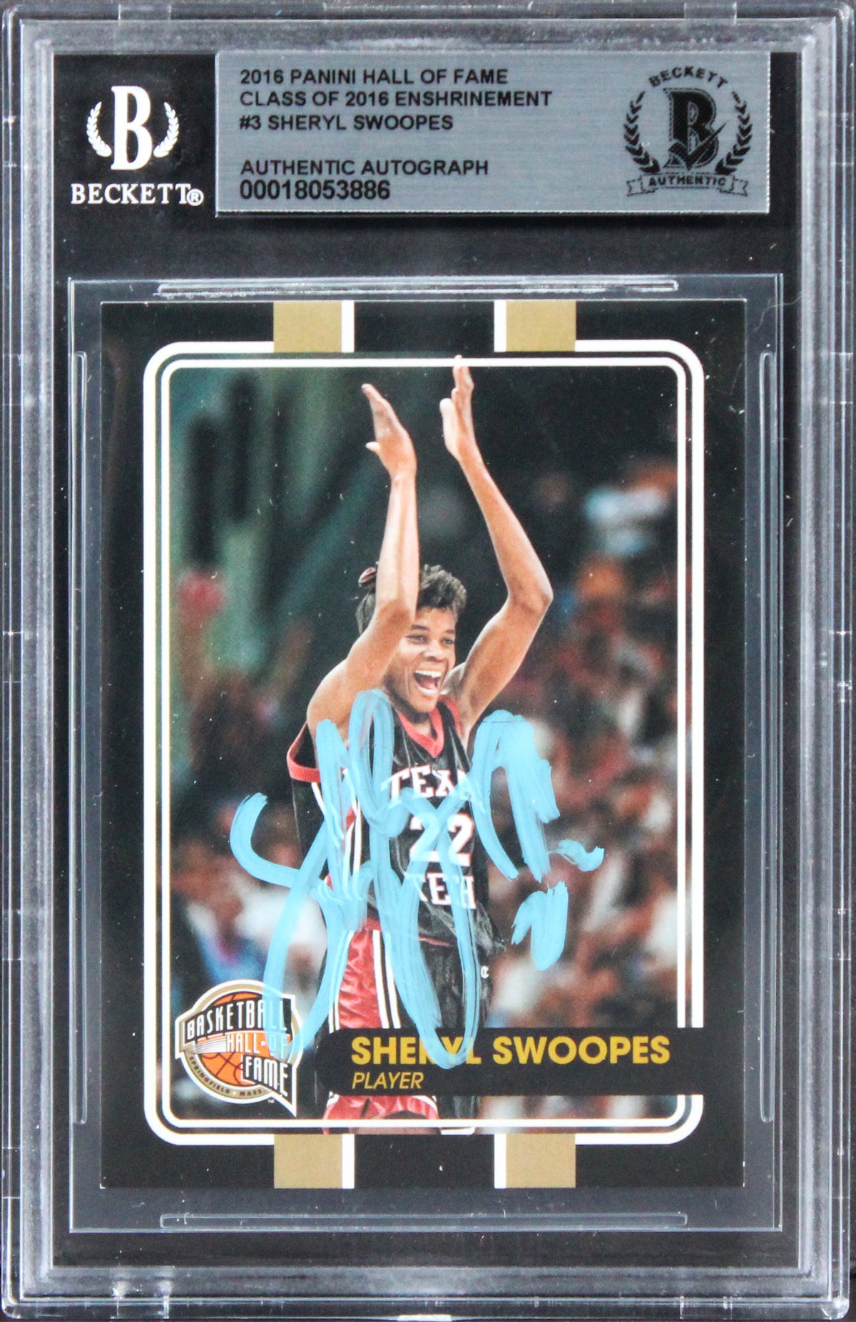 Comets Sheryl Swoopes Signed 2016 Panini HOF 2016 Enshrinement #3 Card BAS Slab