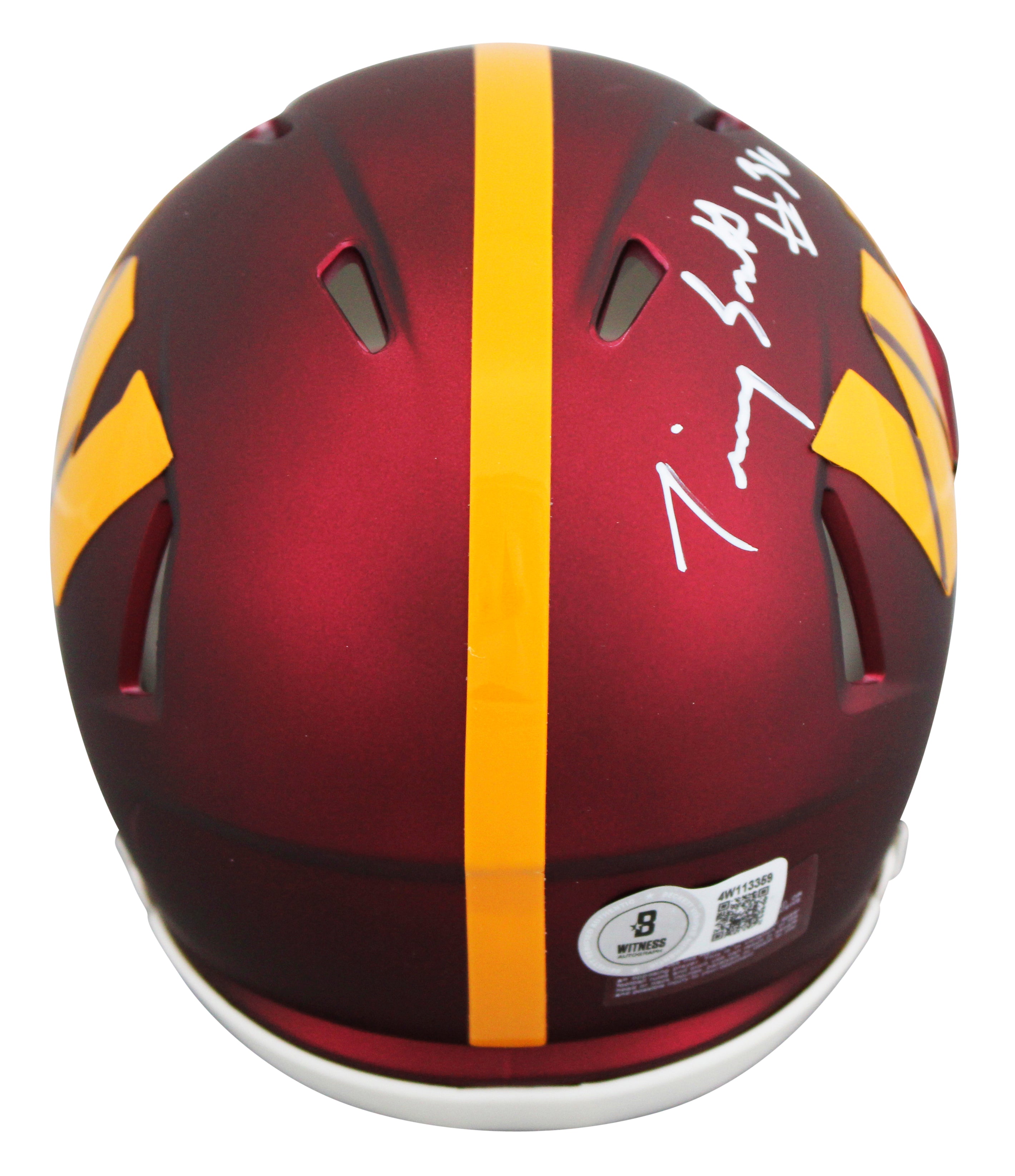 Timmy Smith "Record 204 Yards SB XXII" Signed Speed Mini Helmet W/ Case BAS Wit