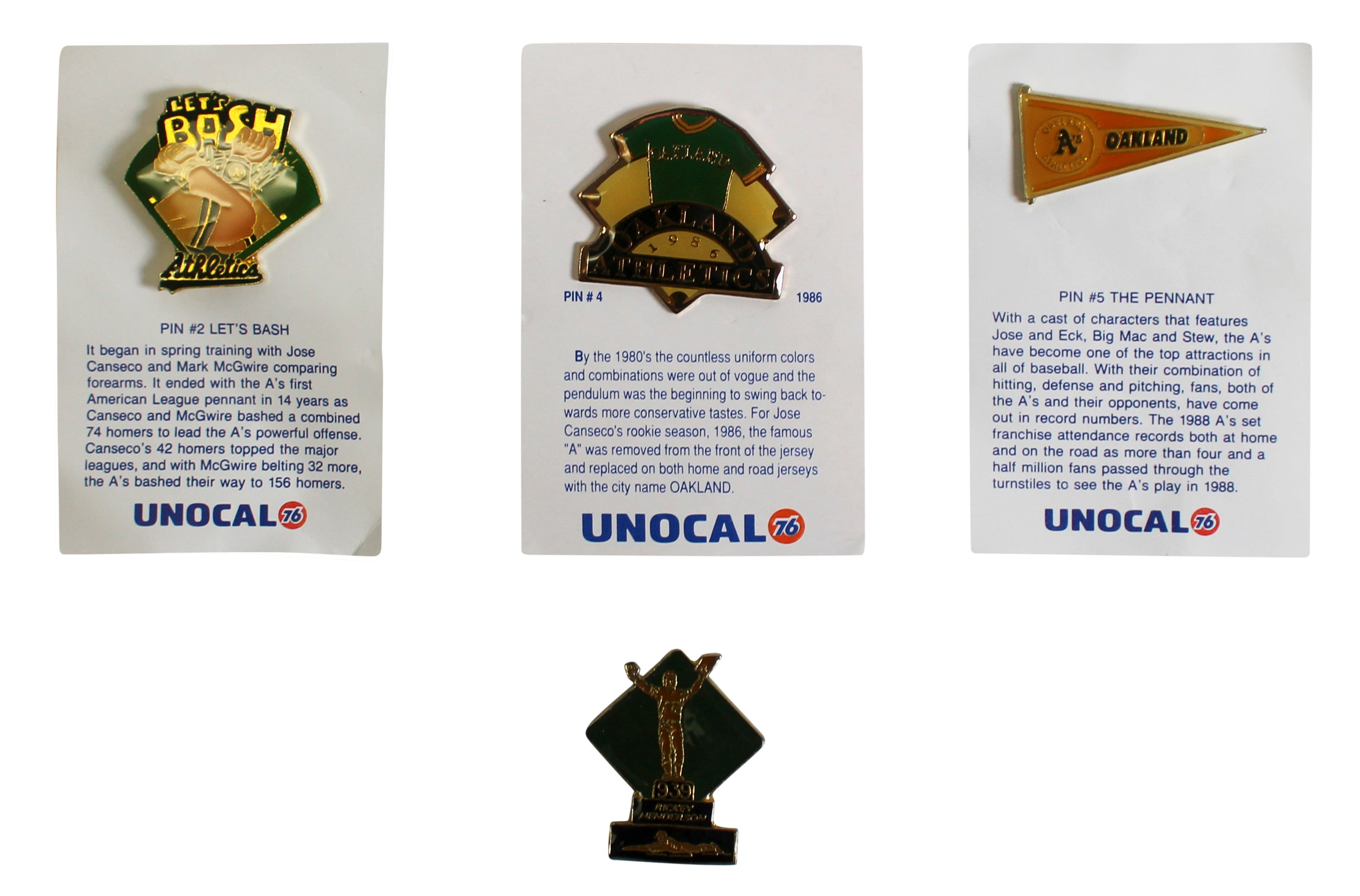 Athletics Assorted Collector Pin Set Un-signed 9