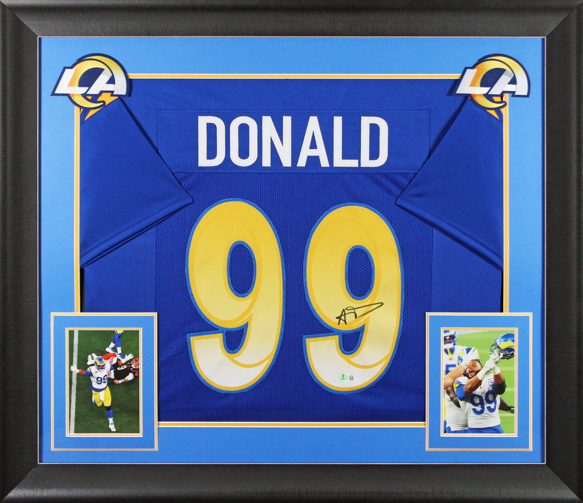 Aaron Donald Authentic Signed Blue Pro Style Framed Jersey BAS Witnessed 2