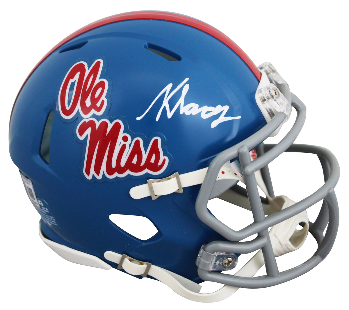 Ole Miss Kewan Lacy Authentic Signed Powder Blue Speed Mini Helmet BAS