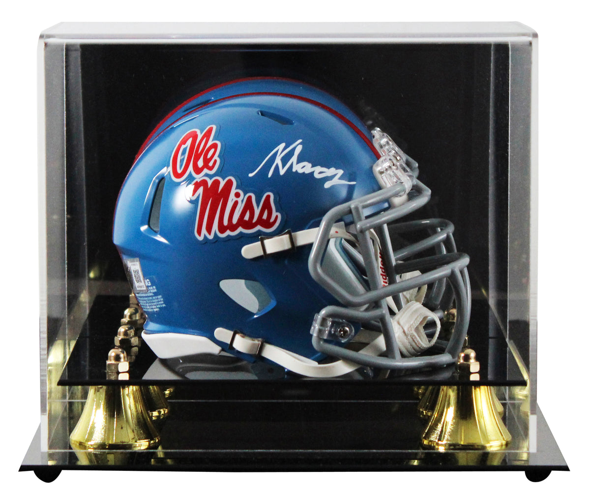 Ole Miss Kewan Lacy Signed Powder Blue Speed Mini Helmet W/ Case Autographed BAS