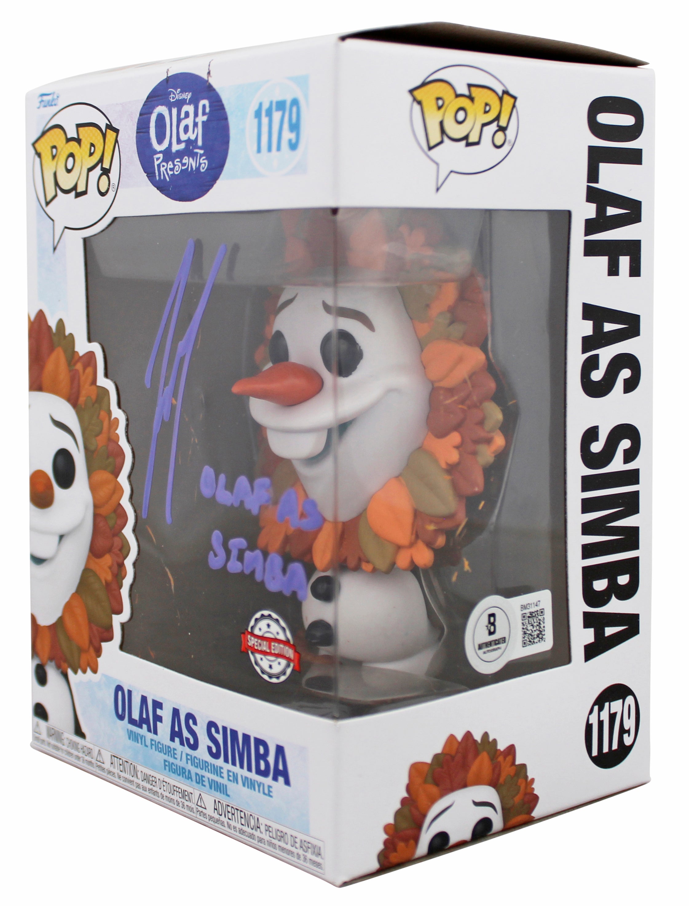 Josh Gad Frozen "Olaf as Simba" Signed #1179 Funko Pop Vinyl Figure BAS 1