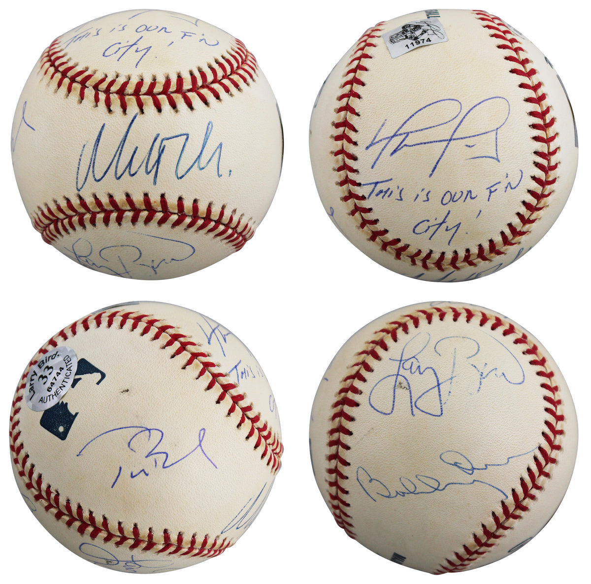 Boston Strong (5) Damon, Brady, Ortiz, Orr & Bird Signed Baseball BAS #T71331