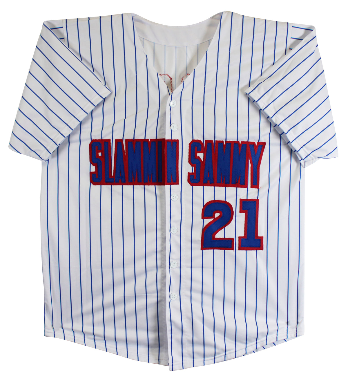 Sammy Sosa Authentic Signed White Pinstripe Pro Style Jersey JSA Witness