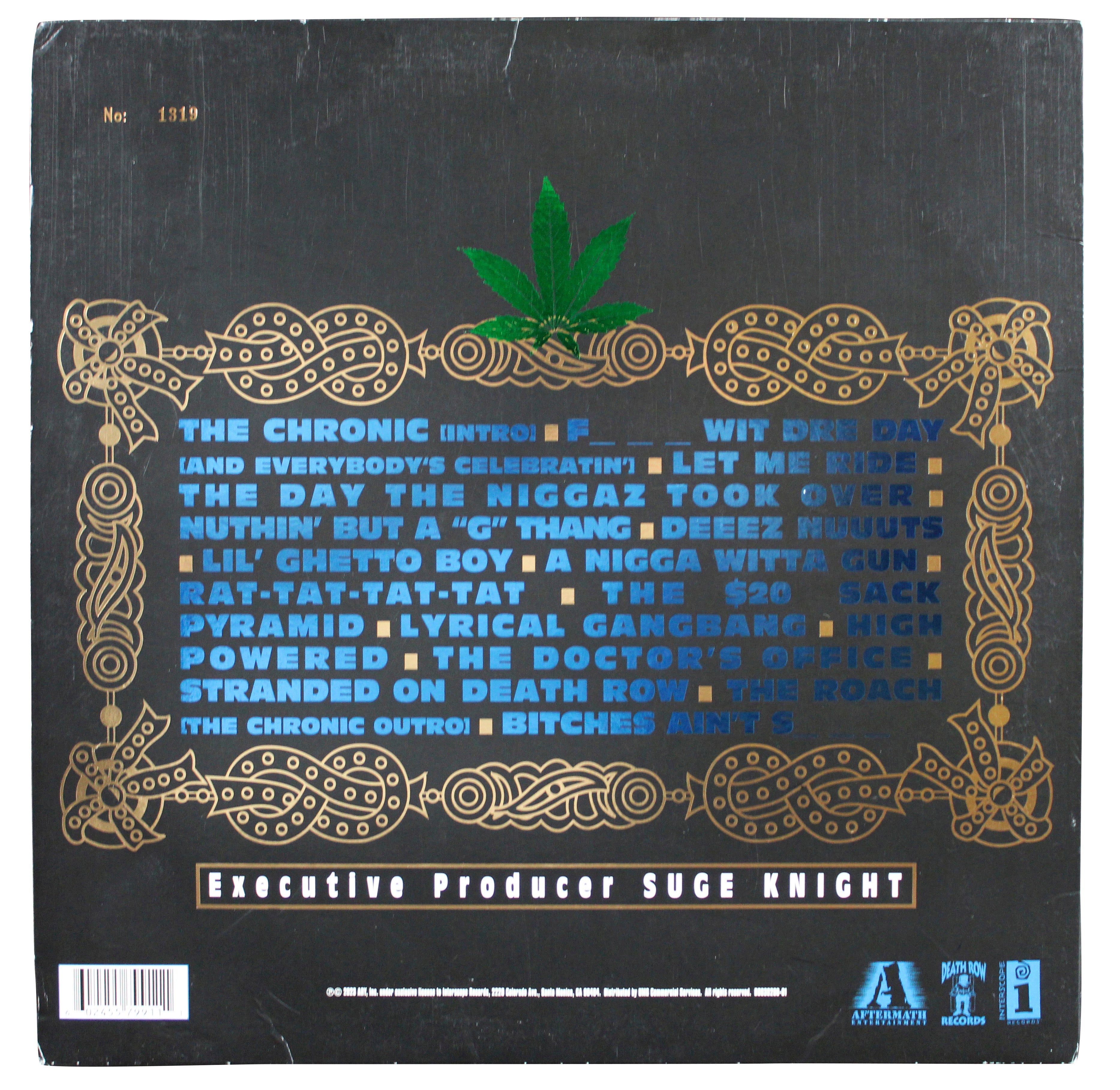 Dr. Dre Signed Black Cover The Chronic Album Cover W/ Vinyl LE #1319/2500 JSA