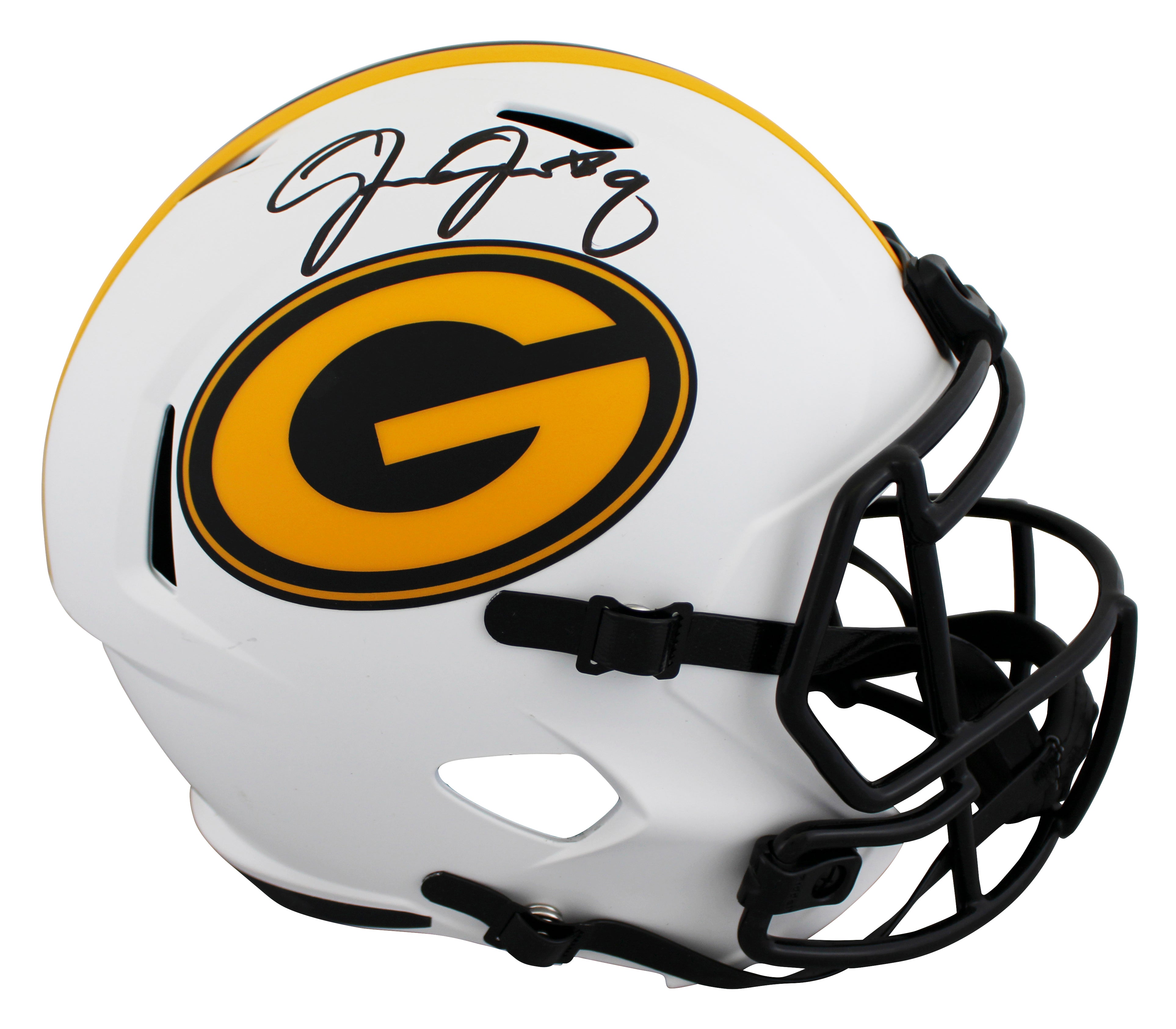 Packers Josh Jacobs Signed Lunar Full Size Speed Rep Helmet BAS Witnessed