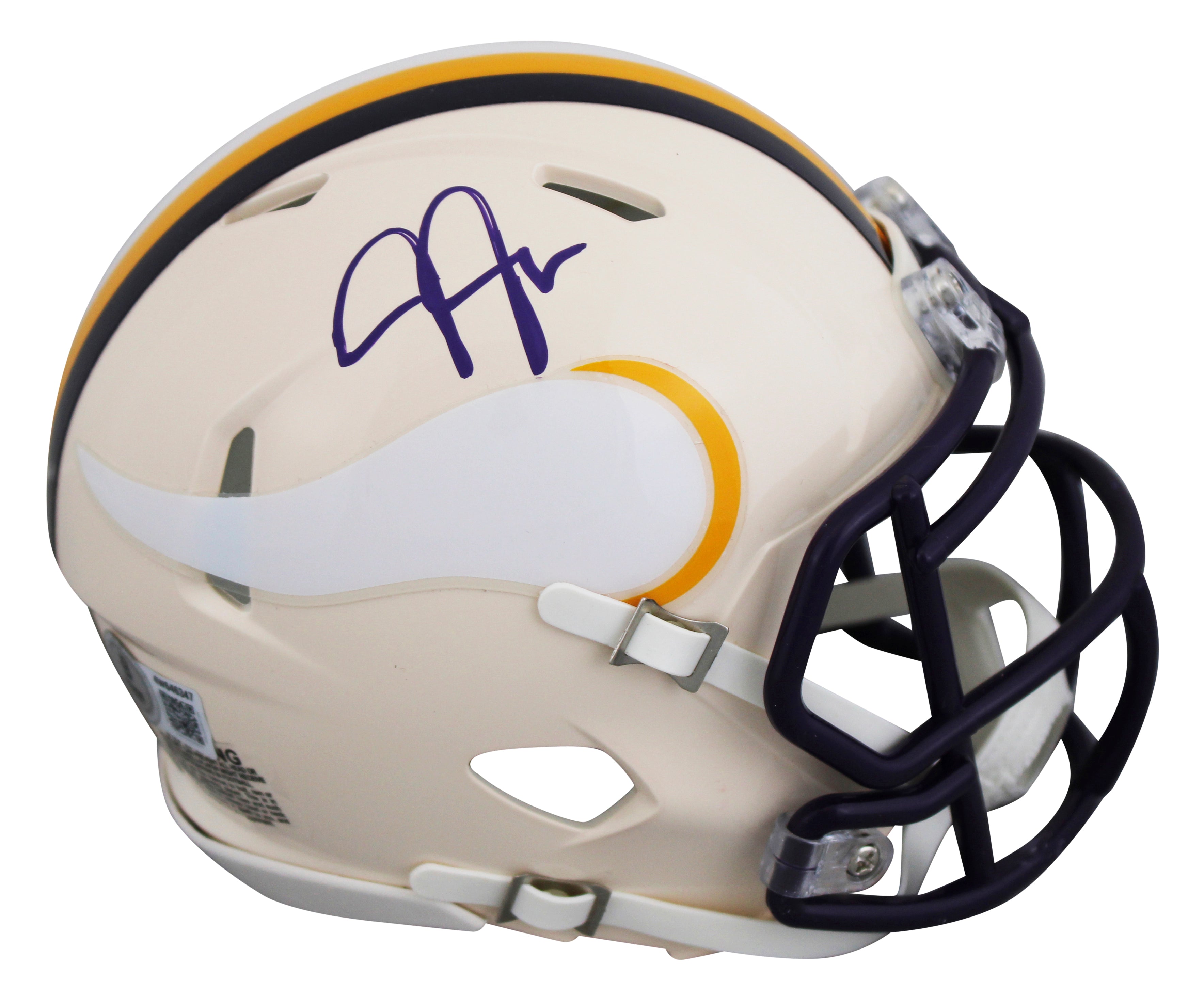 Vikings Justin Jefferson Signed Retro Speed Mini Helmet W/ Case BAS Witnessed