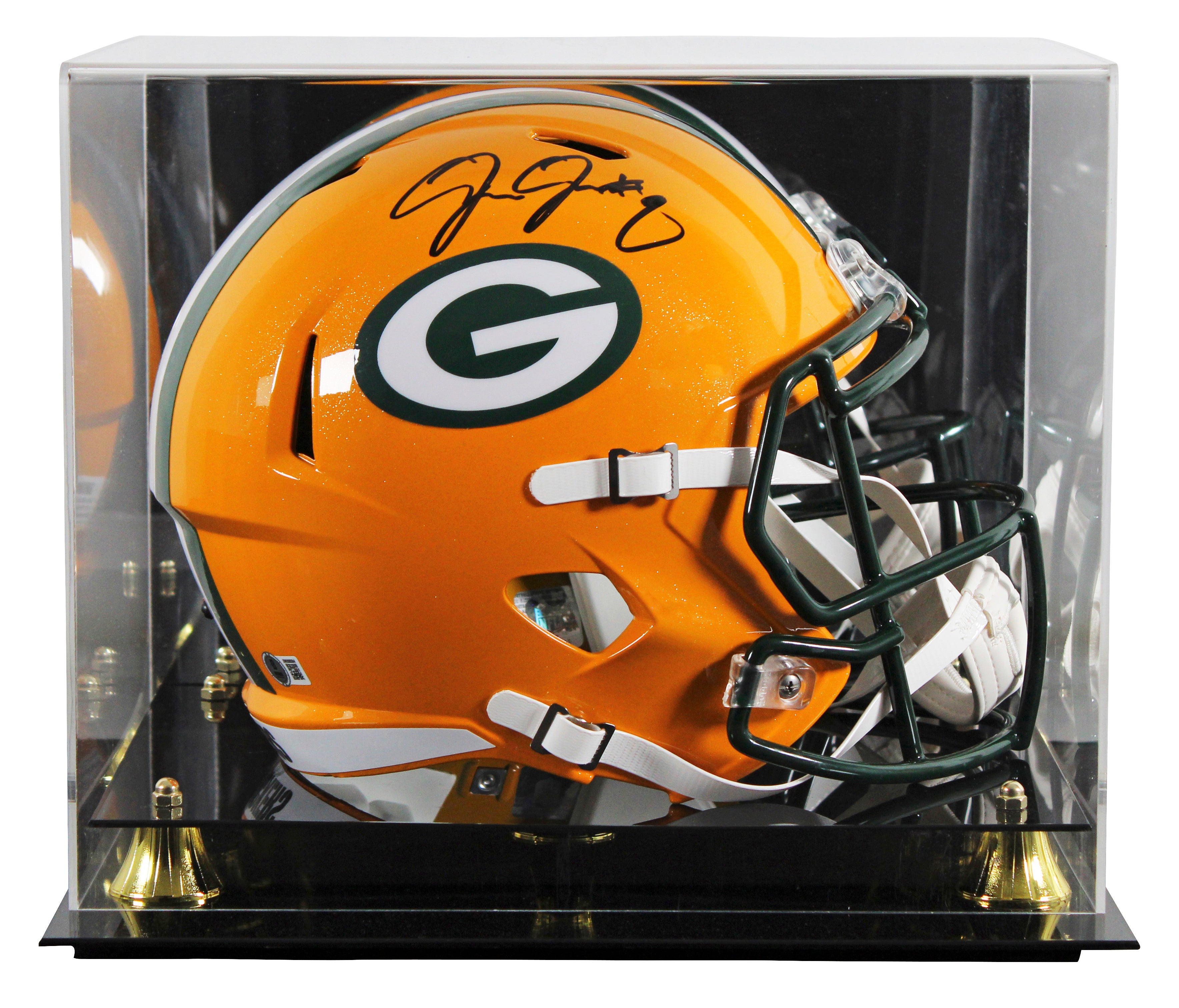 Packers Josh Jacobs Signed Full Size Speed Rep Helmet W/ Case BAS Witnessed
