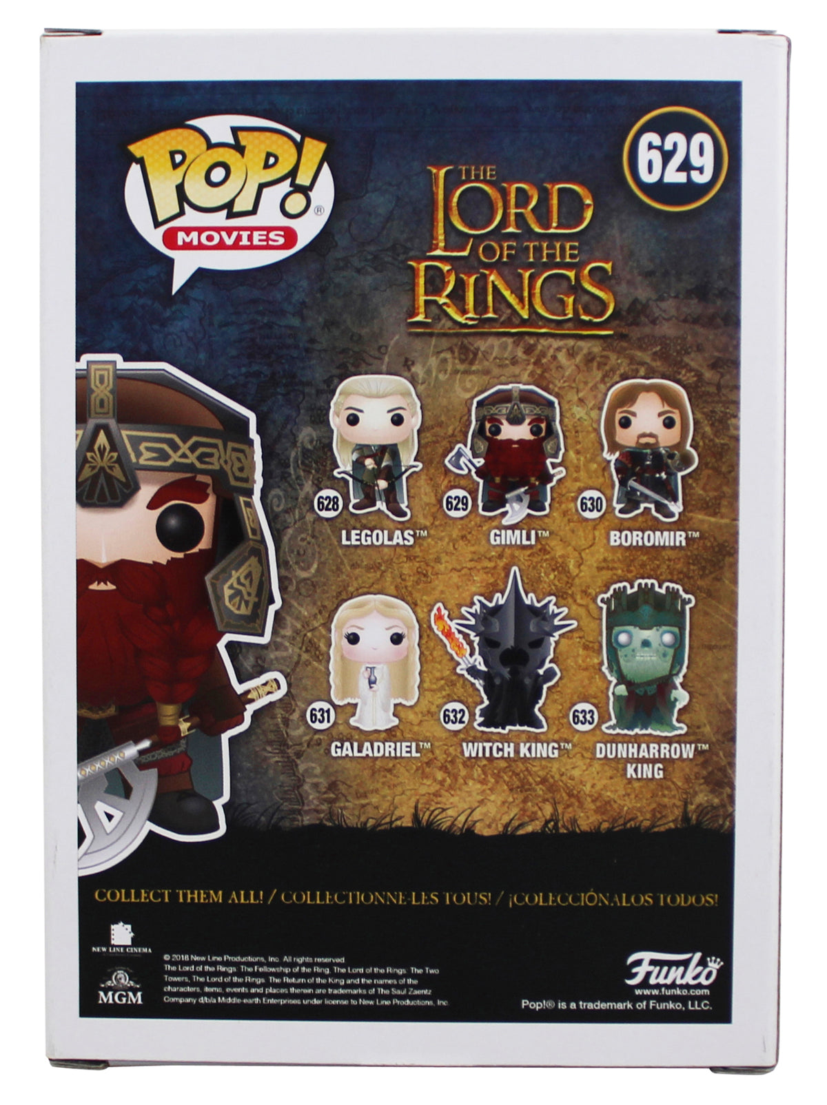 John Rhys-Davies LOTR "Gimli" Signed #629 Funko Pop Figure w/ Yellow Sig BAS Wit