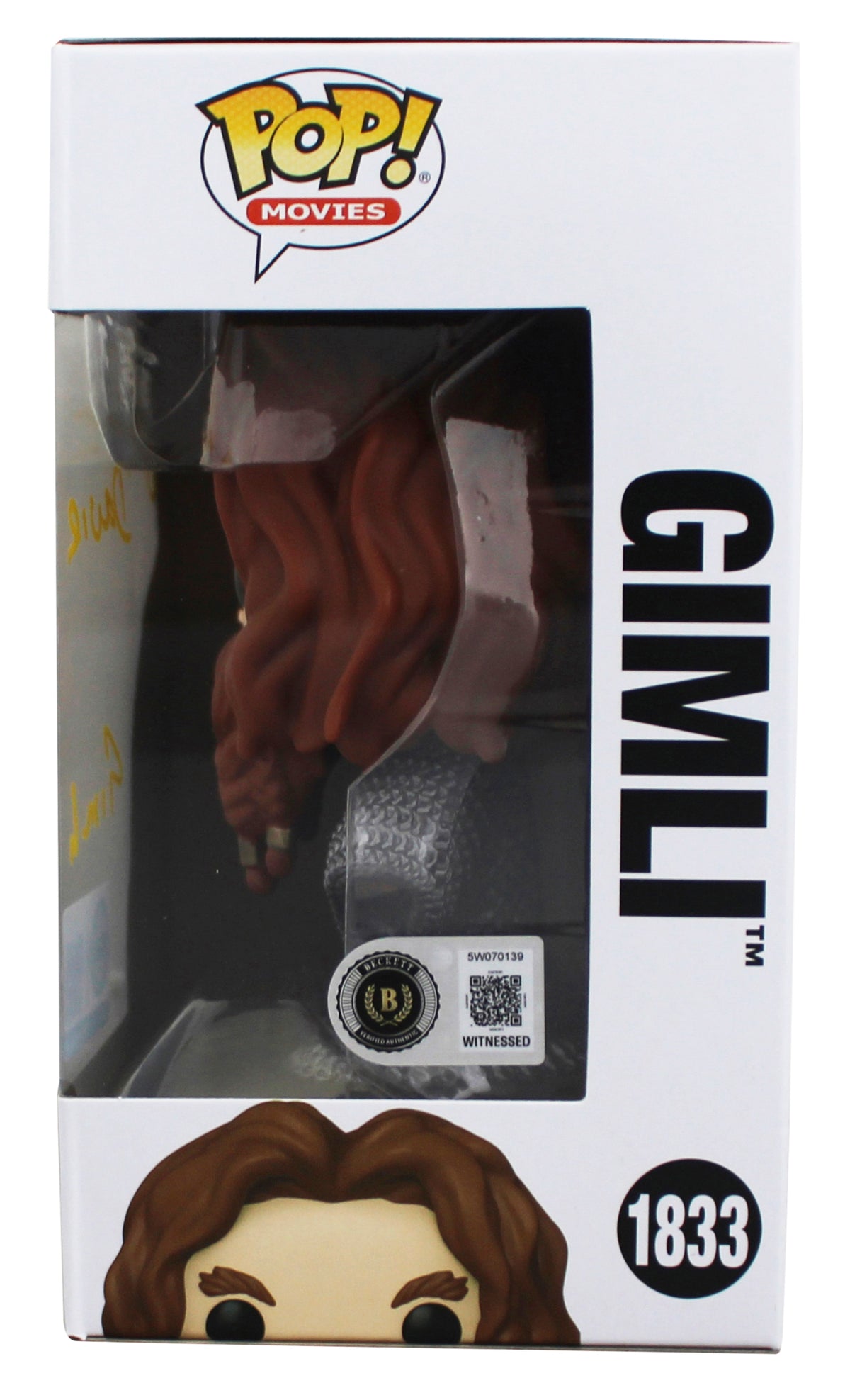 John Rhys-Davies LOTR "Gimli" Signed #1833 Funko Pop Figure w/ Yellow Sig BAS W