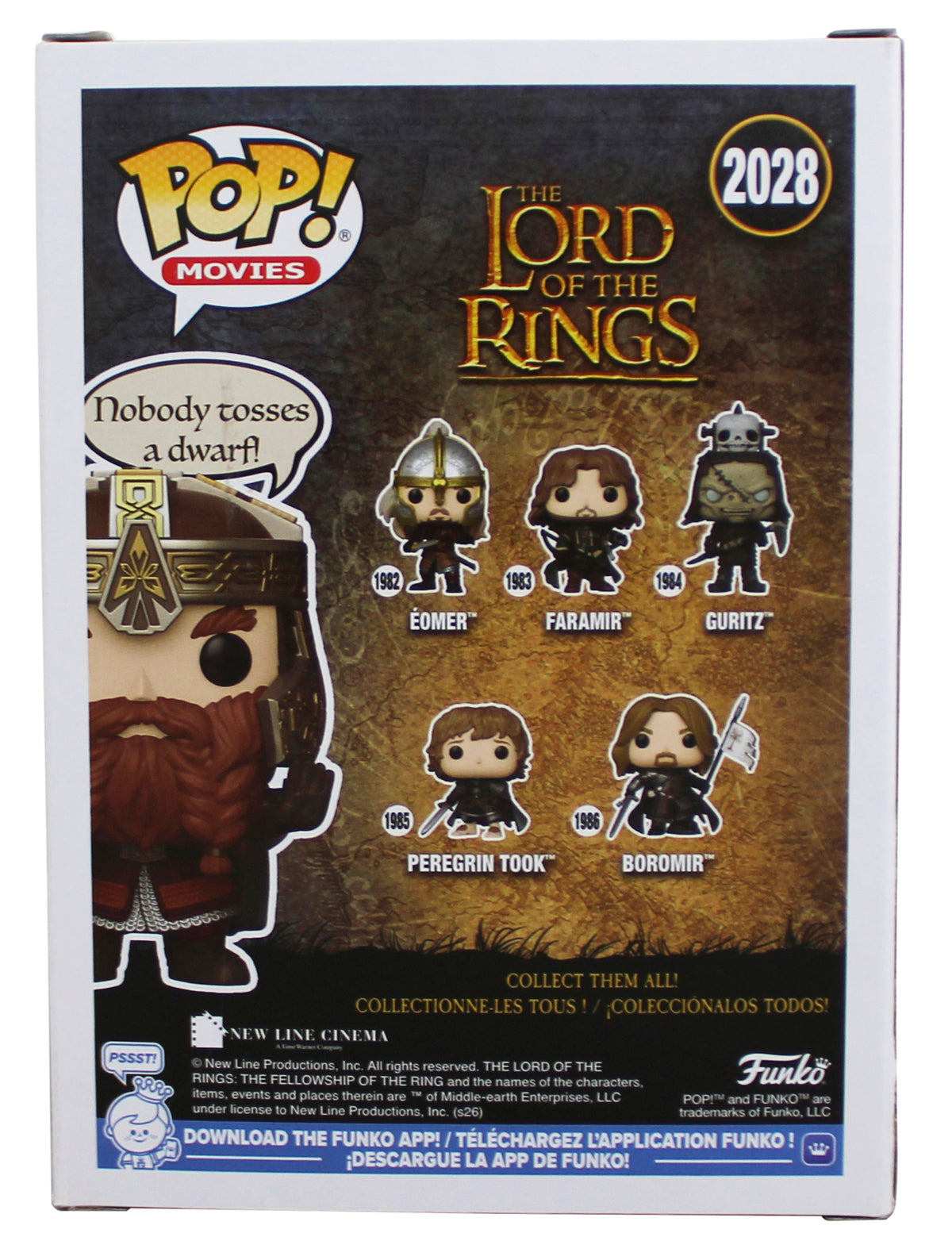 John Rhys-Davies LOTR "Gimli" Signed #2028 Funko Pop Figure w/ Blue Sig BAS Wit