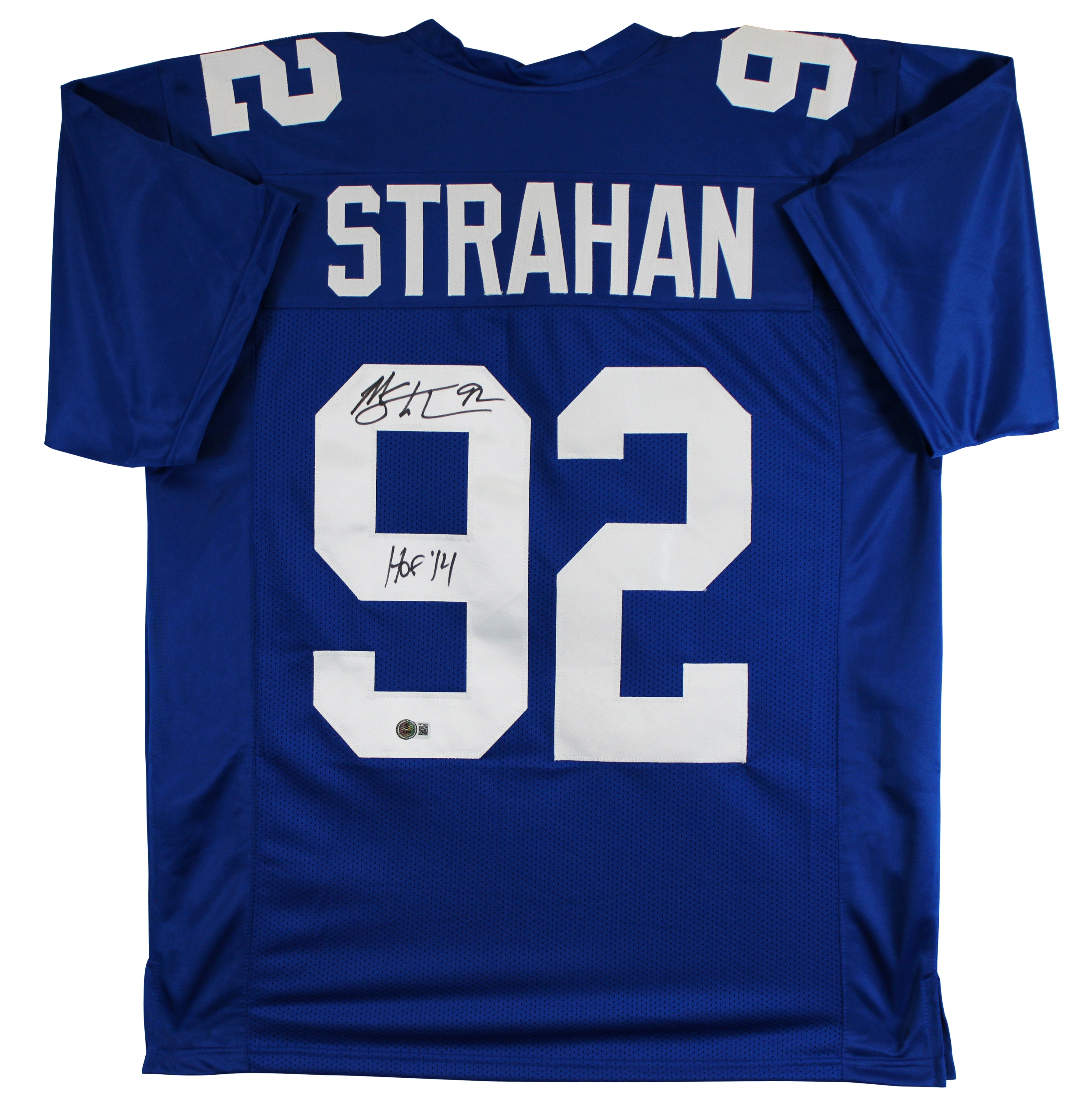 Michael Strahan "HOF 14" Authentic Signed Blue Pro Style Jersey BAS Witnessed 2