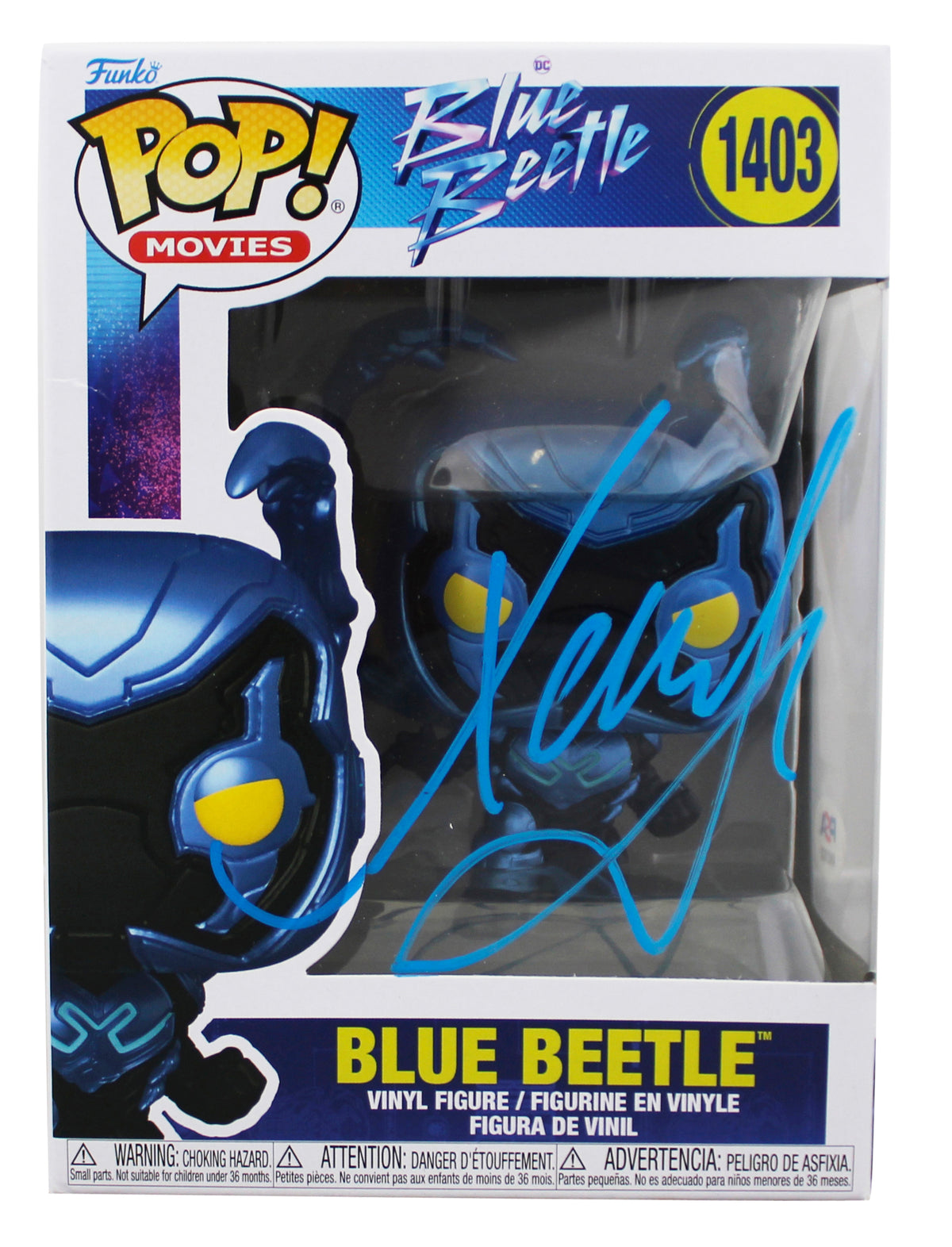 Xolo Mariduena Signed Blue Beetle #1403 Funko Pop Vinyl Figure PSA/DNA #AN21832