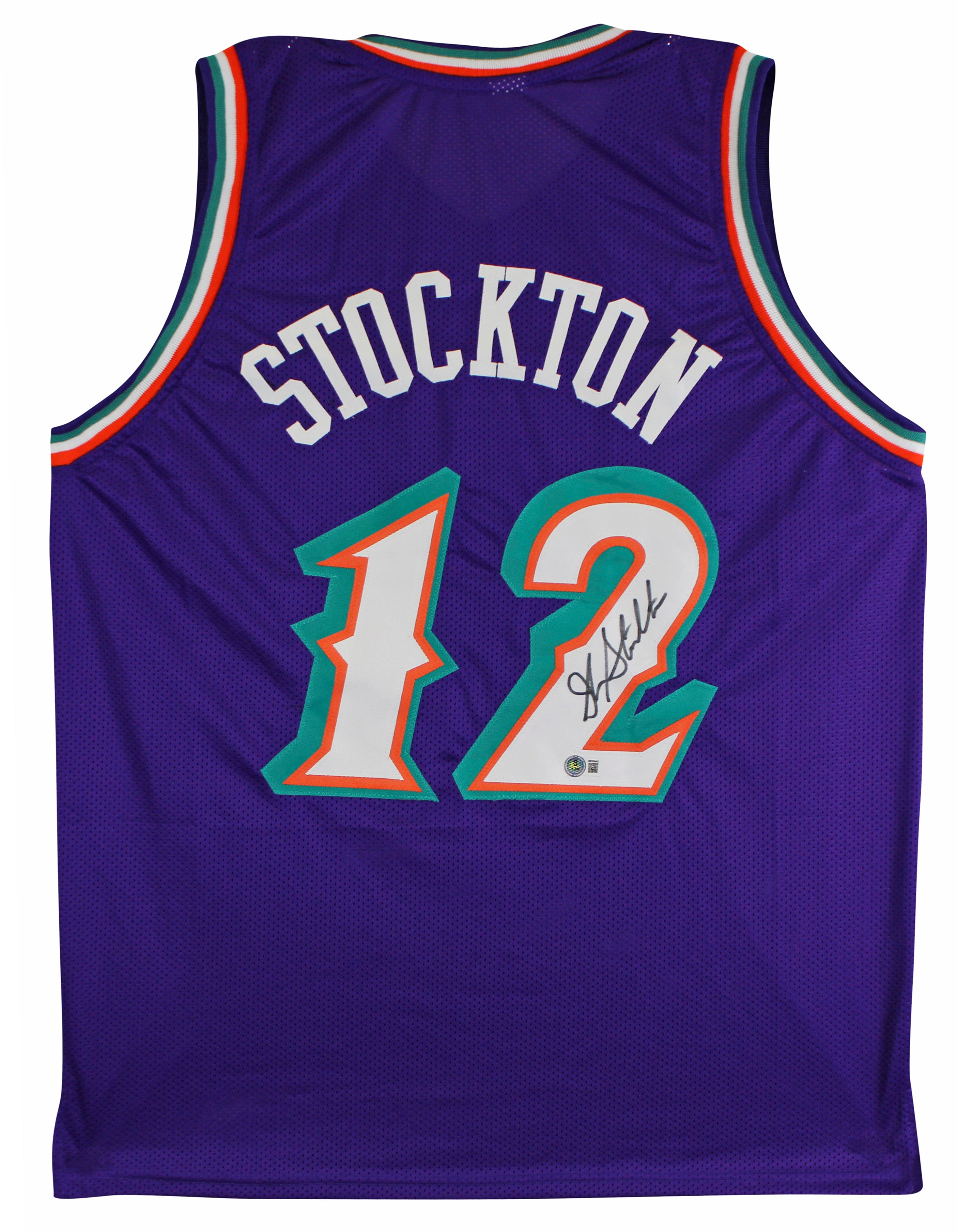 John Stockton Authentic Signed Purple Pro Style Jersey Autographed BAS Witnessed
