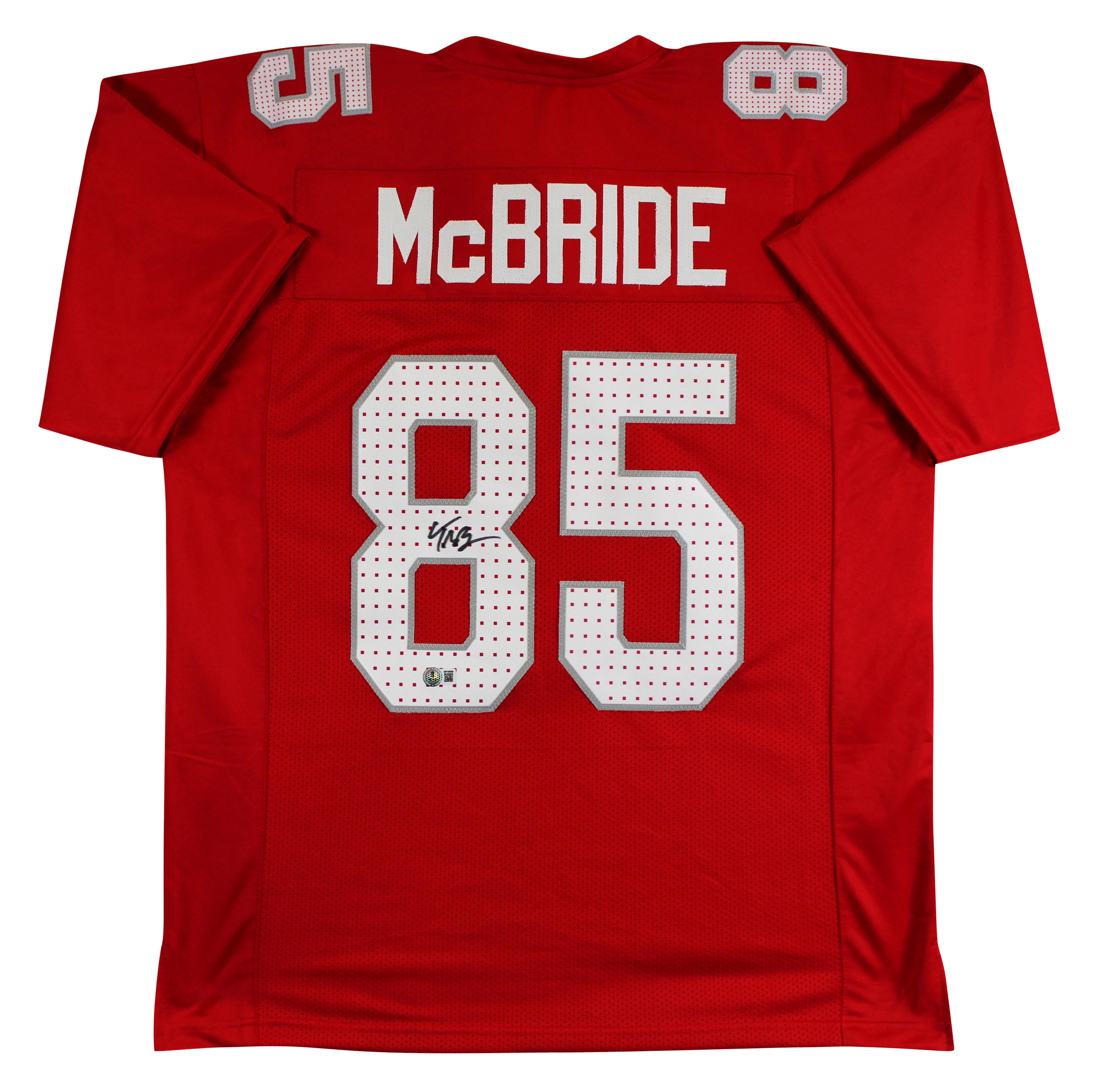 Trey McBride Authentic Signed Red Pro Style Jersey Autographed BAS Witnessed