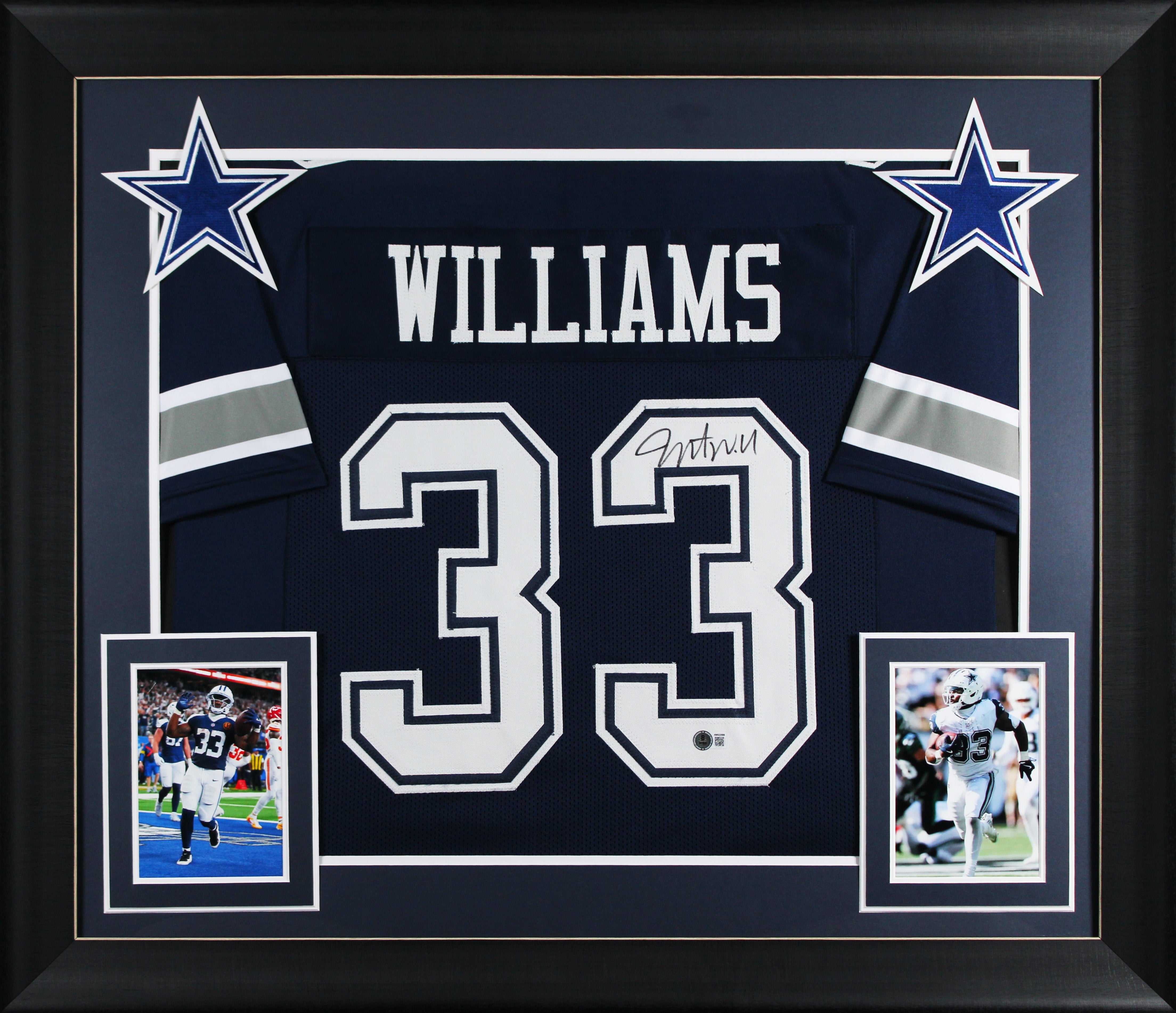 Javonte Williams Authentic Signed Navy Pro Style Framed Jersey BAS Witnessed